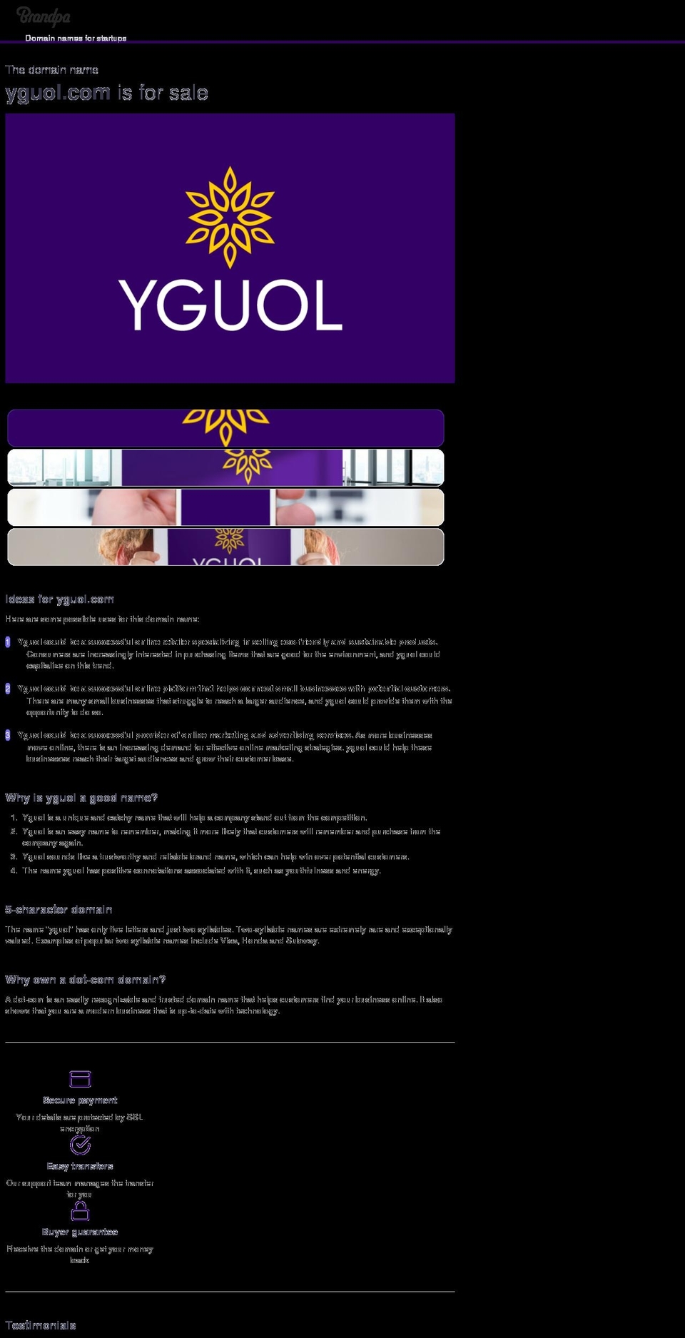 yguol.com shopify website screenshot