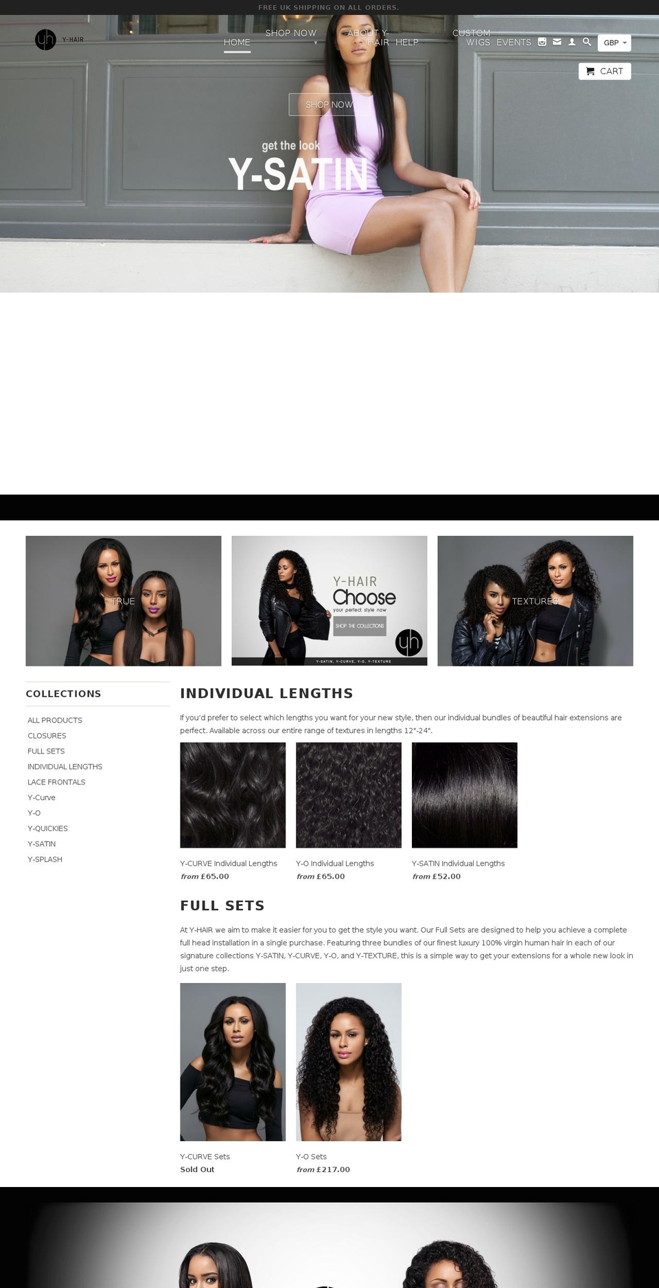 yhaircompany.com shopify website screenshot