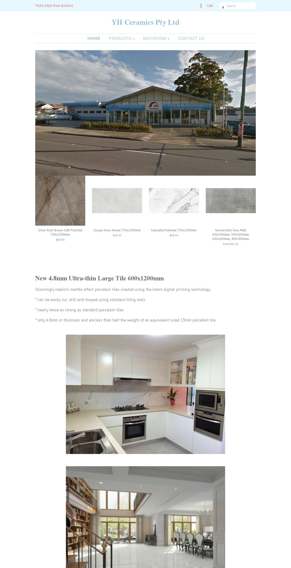 yhceramics.com shopify website screenshot