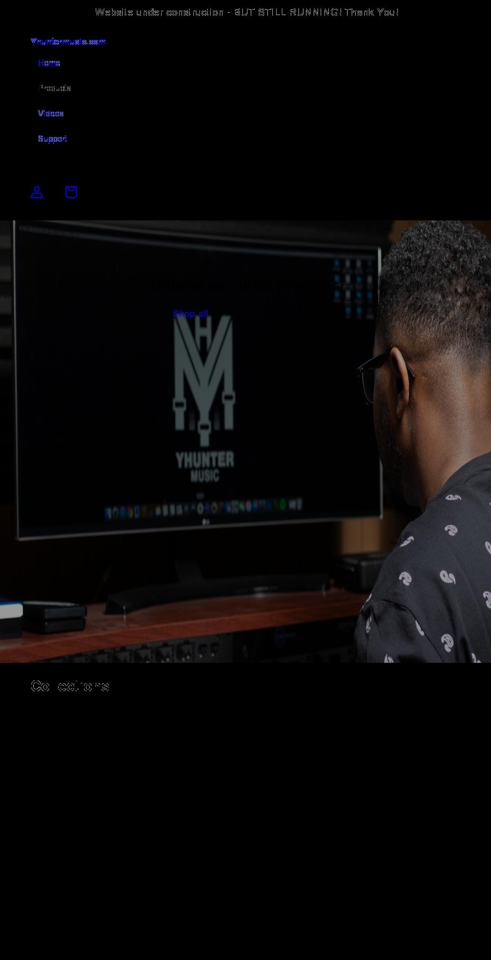yhuntermusic.com shopify website screenshot
