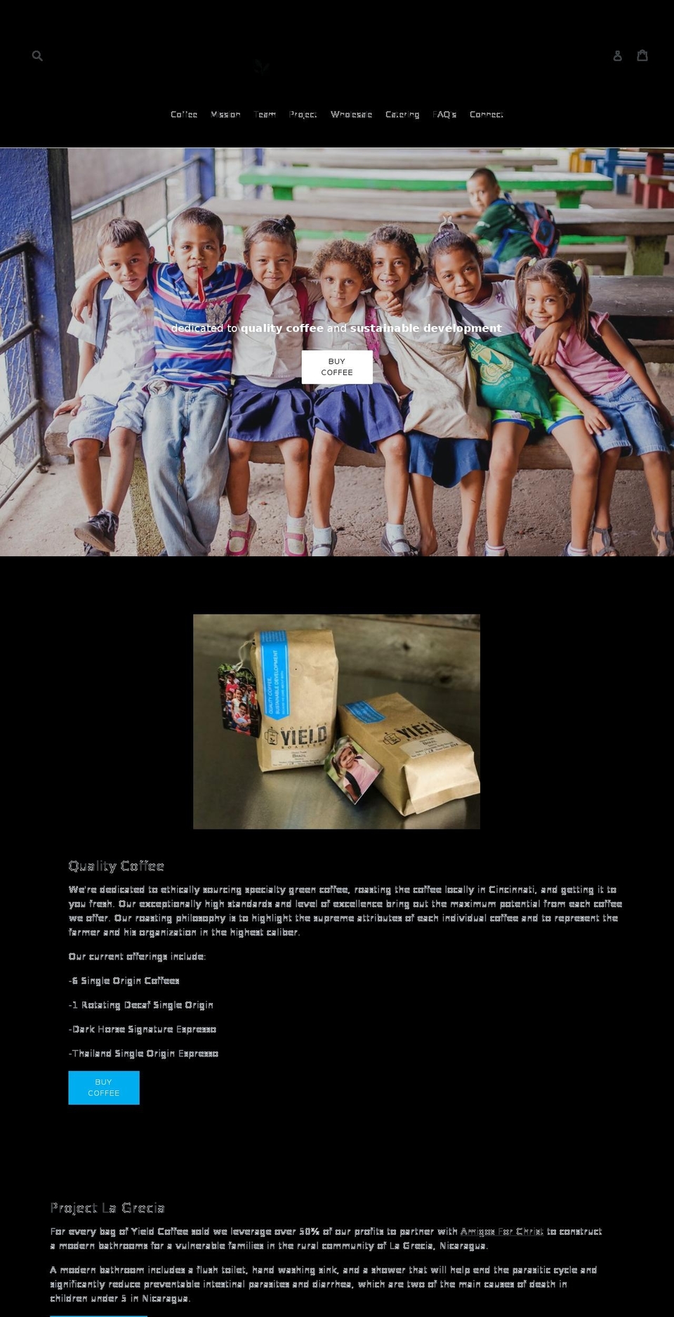 yieldcoffeeroasters.org shopify website screenshot