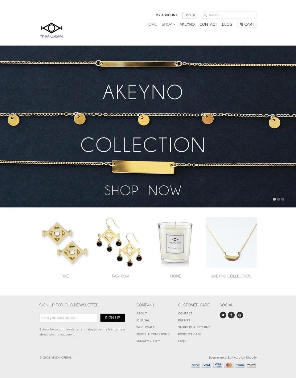 yinkaorisan.com shopify website screenshot