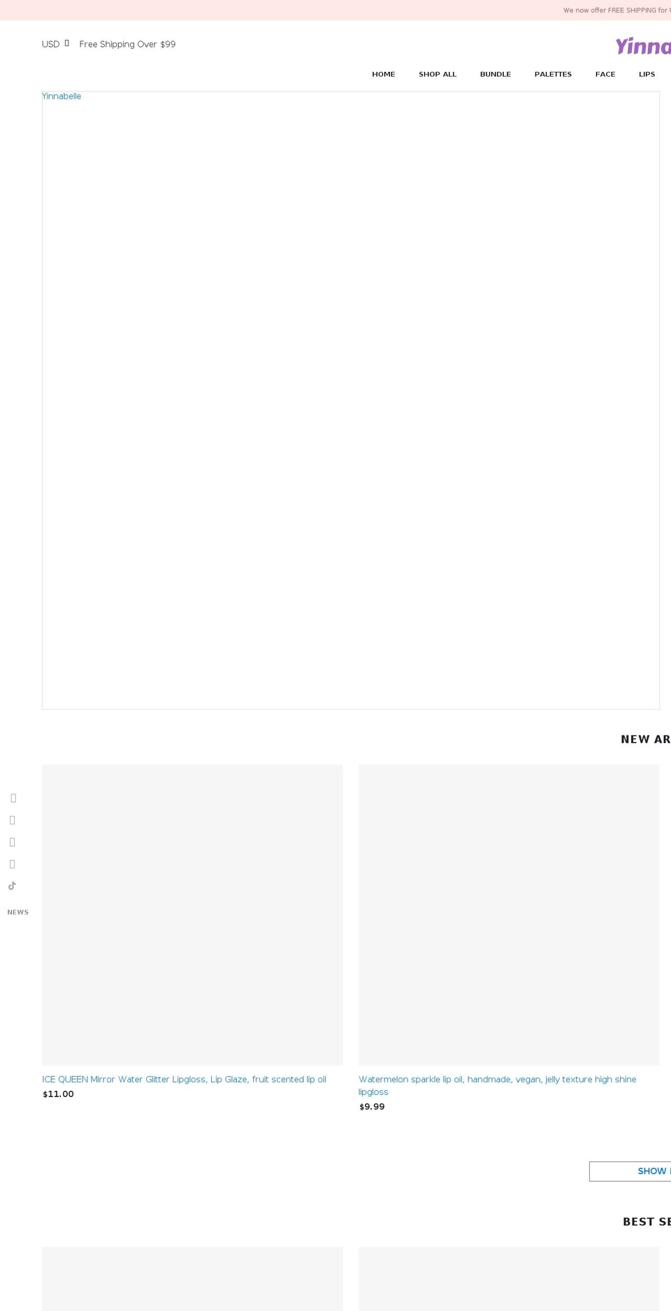 yinnabelle.com shopify website screenshot