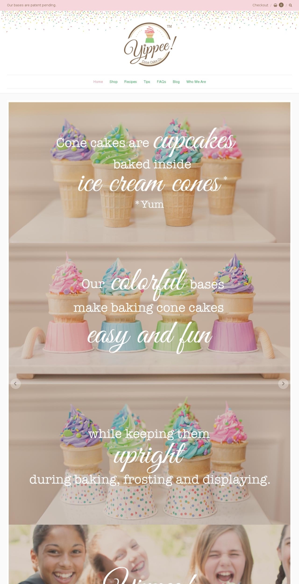 yippeeconecakes.com — Shopify storefront screenshot