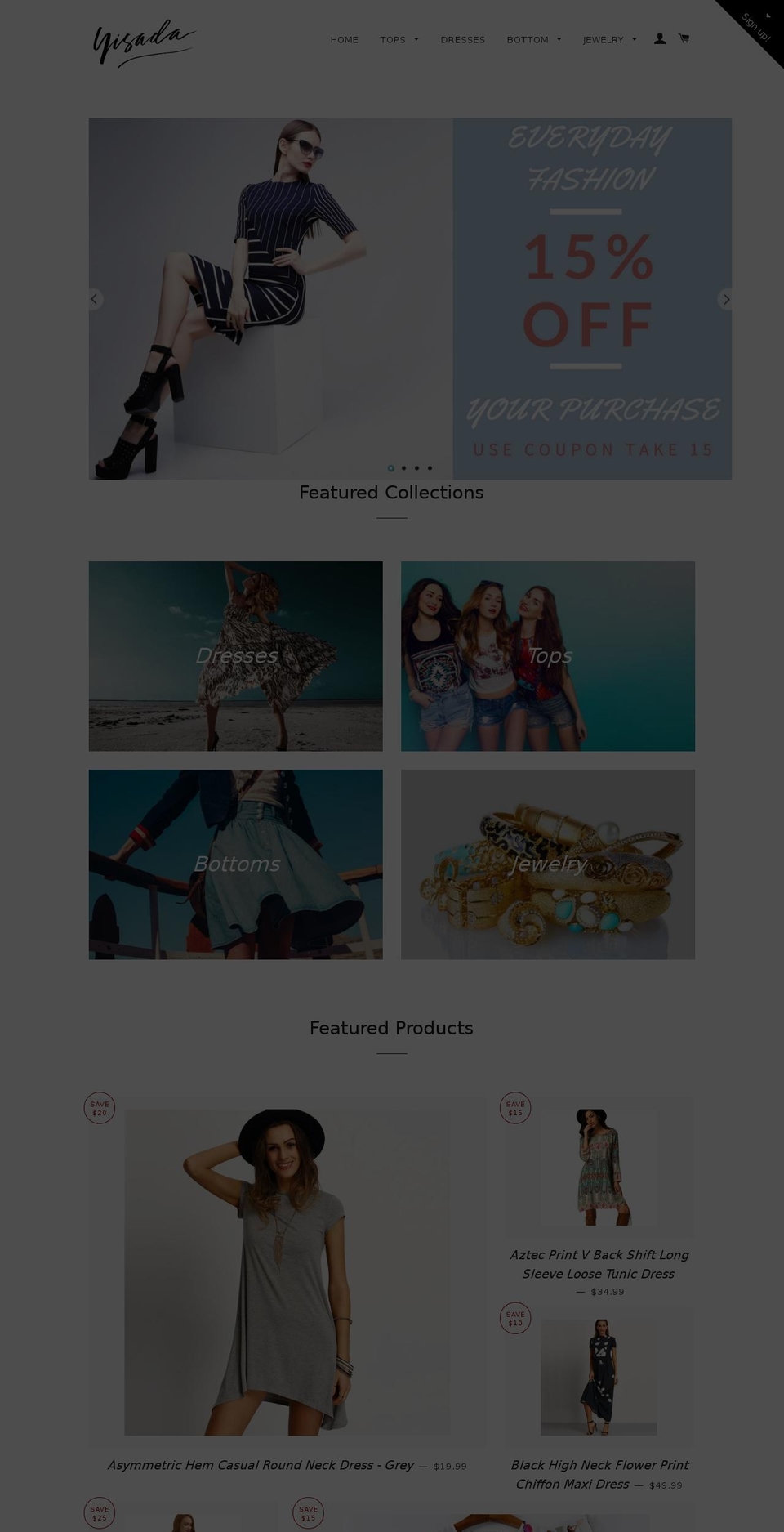 yisada.com shopify website screenshot