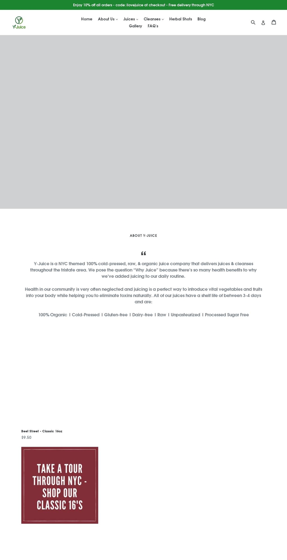 yjuicenyc.com — Shopify storefront screenshot