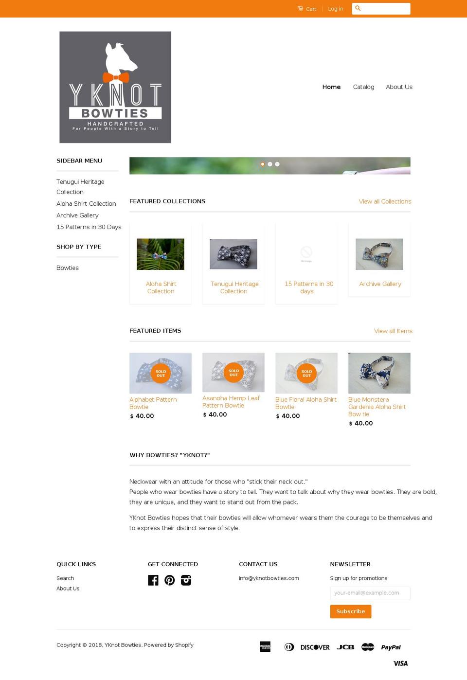 yknotbowties.com shopify website screenshot