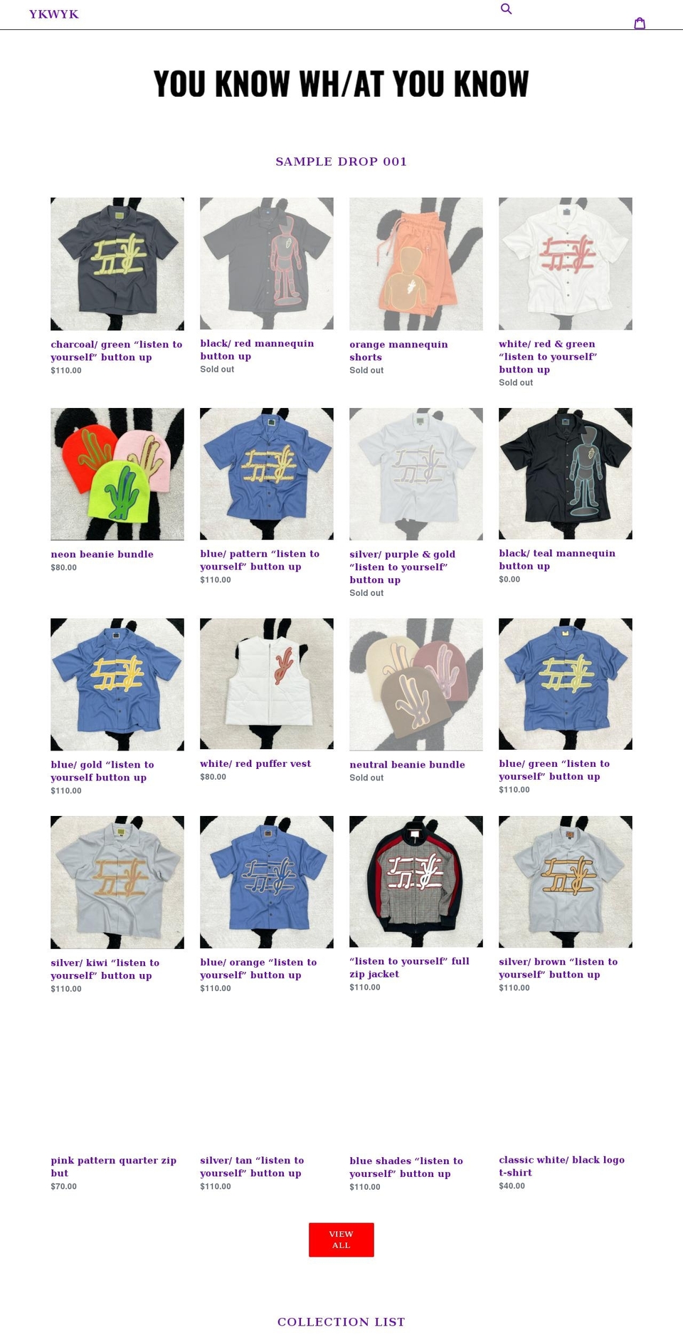 ykwyk.com shopify website screenshot