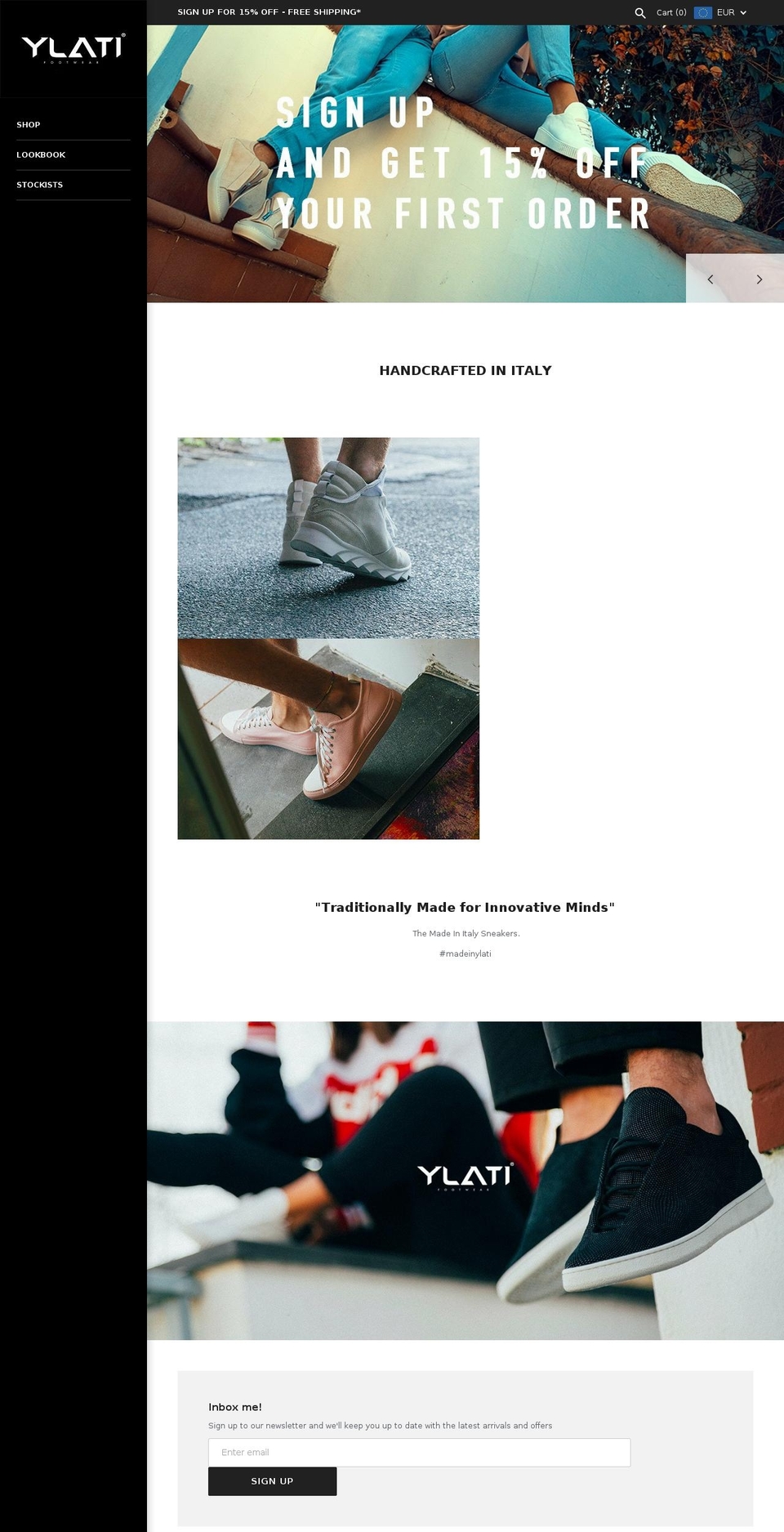 ylatifootwear.com shopify website screenshot