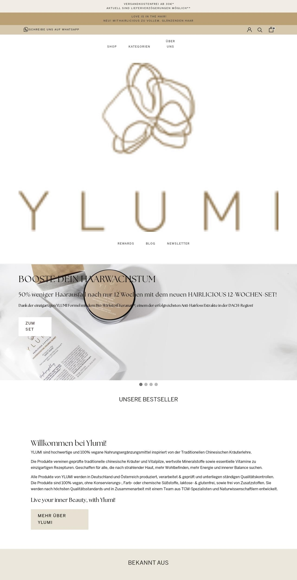 YLUMI – Countdown Shopify theme site example ylumi.de