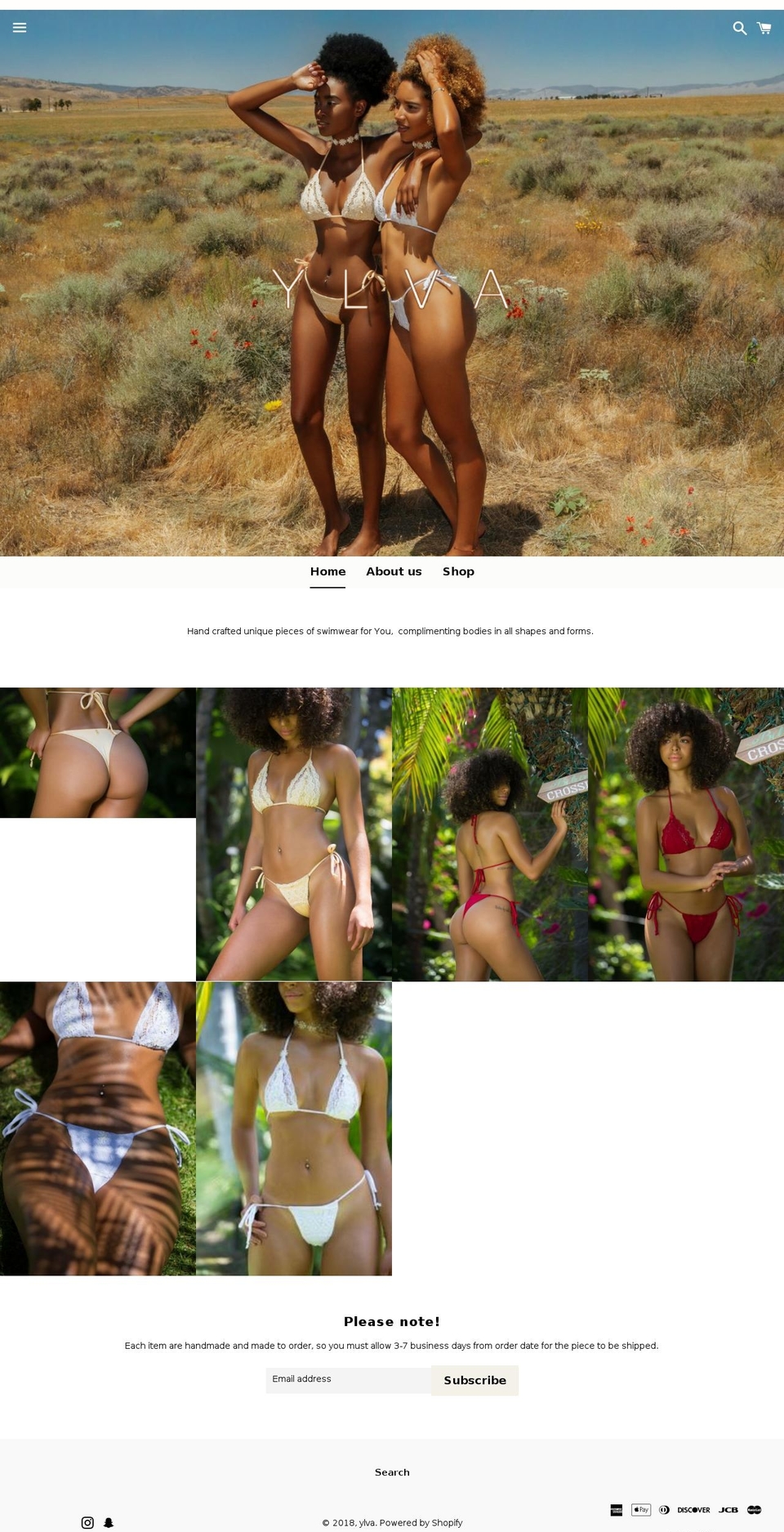 ylvadesigns.com — Shopify storefront screenshot