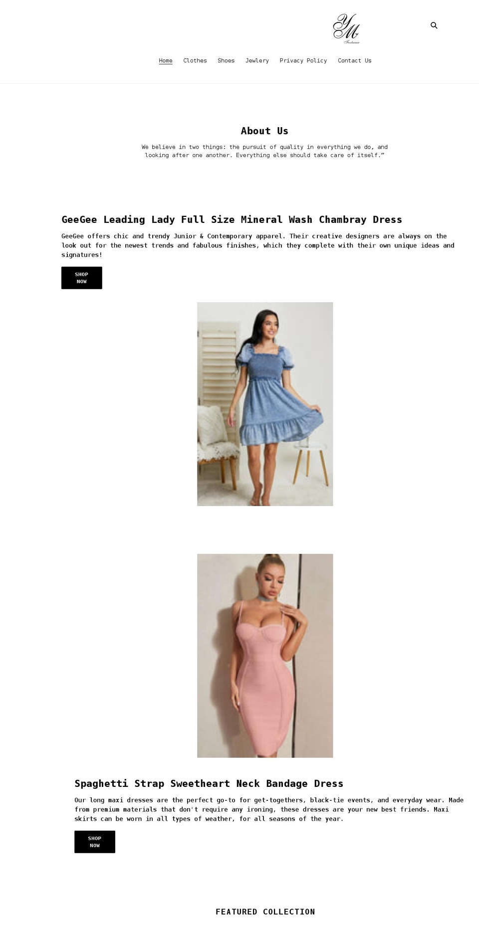 ymfootwear.com shopify website screenshot
