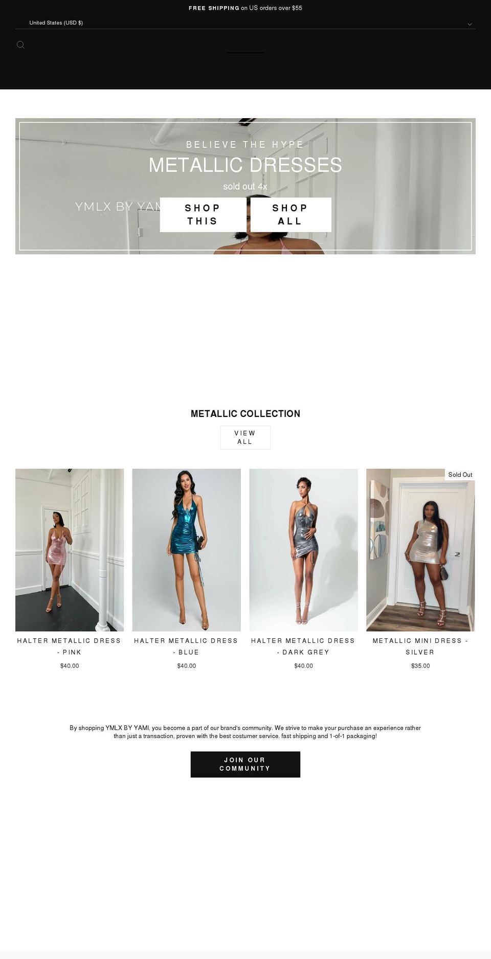 ymlxbyyami.com shopify website screenshot