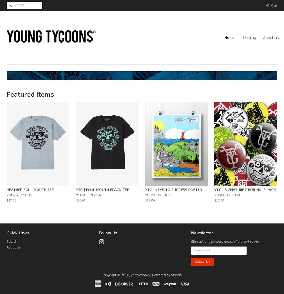 yngtycoon.com shopify website screenshot
