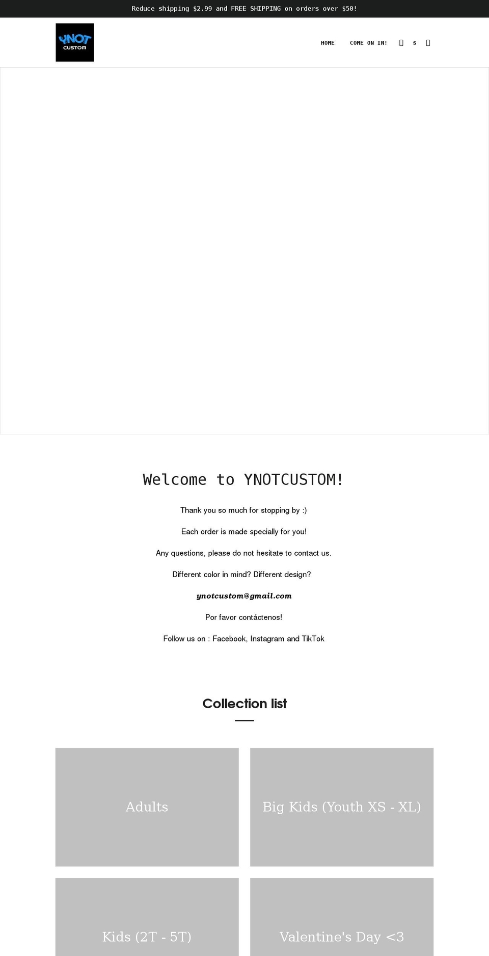 ynotcustom.com shopify website screenshot