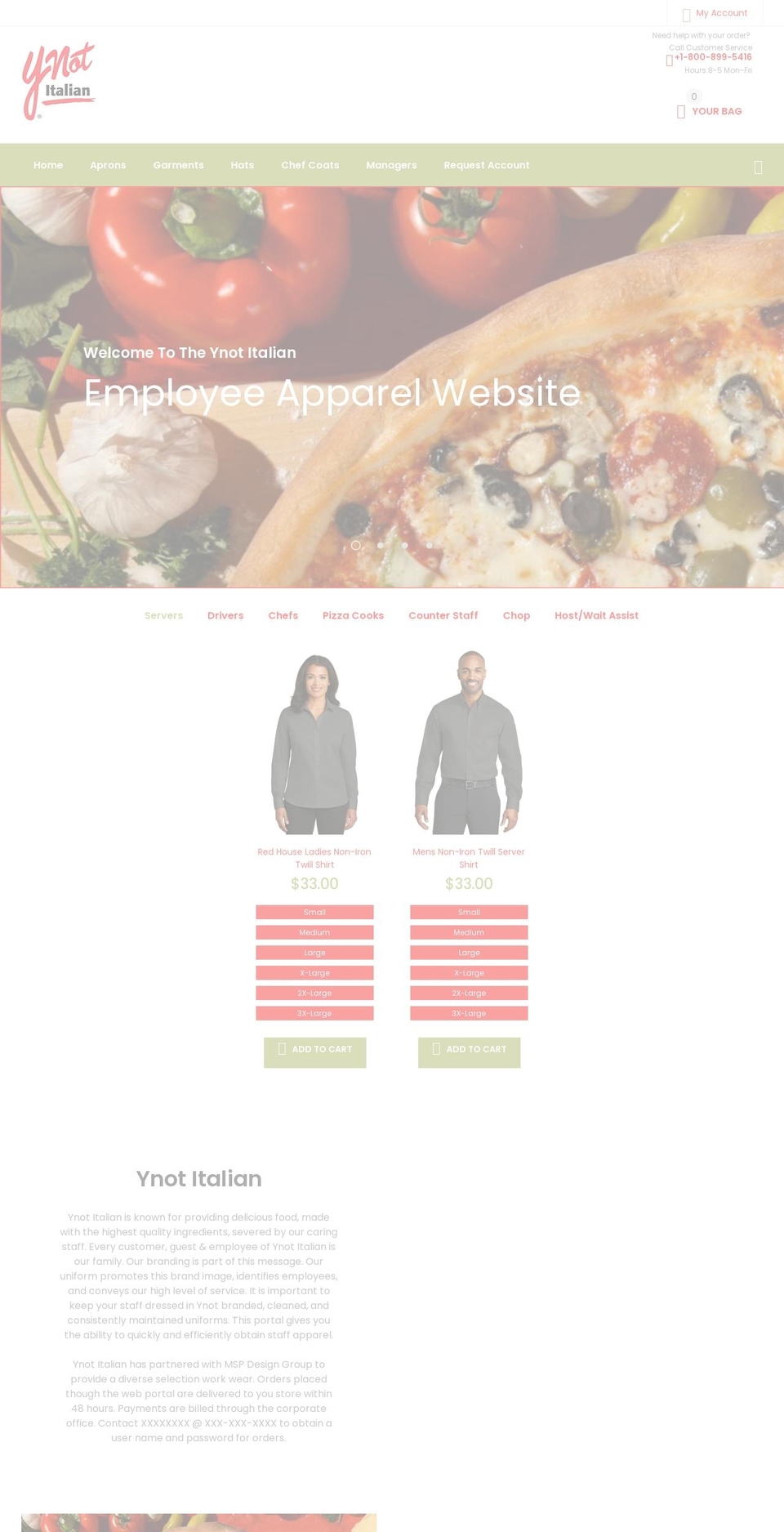 Version Shopify theme site example ynotitalianstore.com