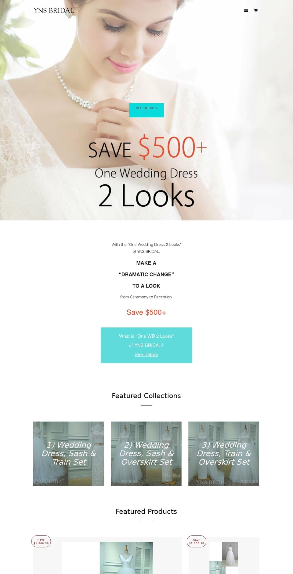 yns-bridal.com shopify website screenshot