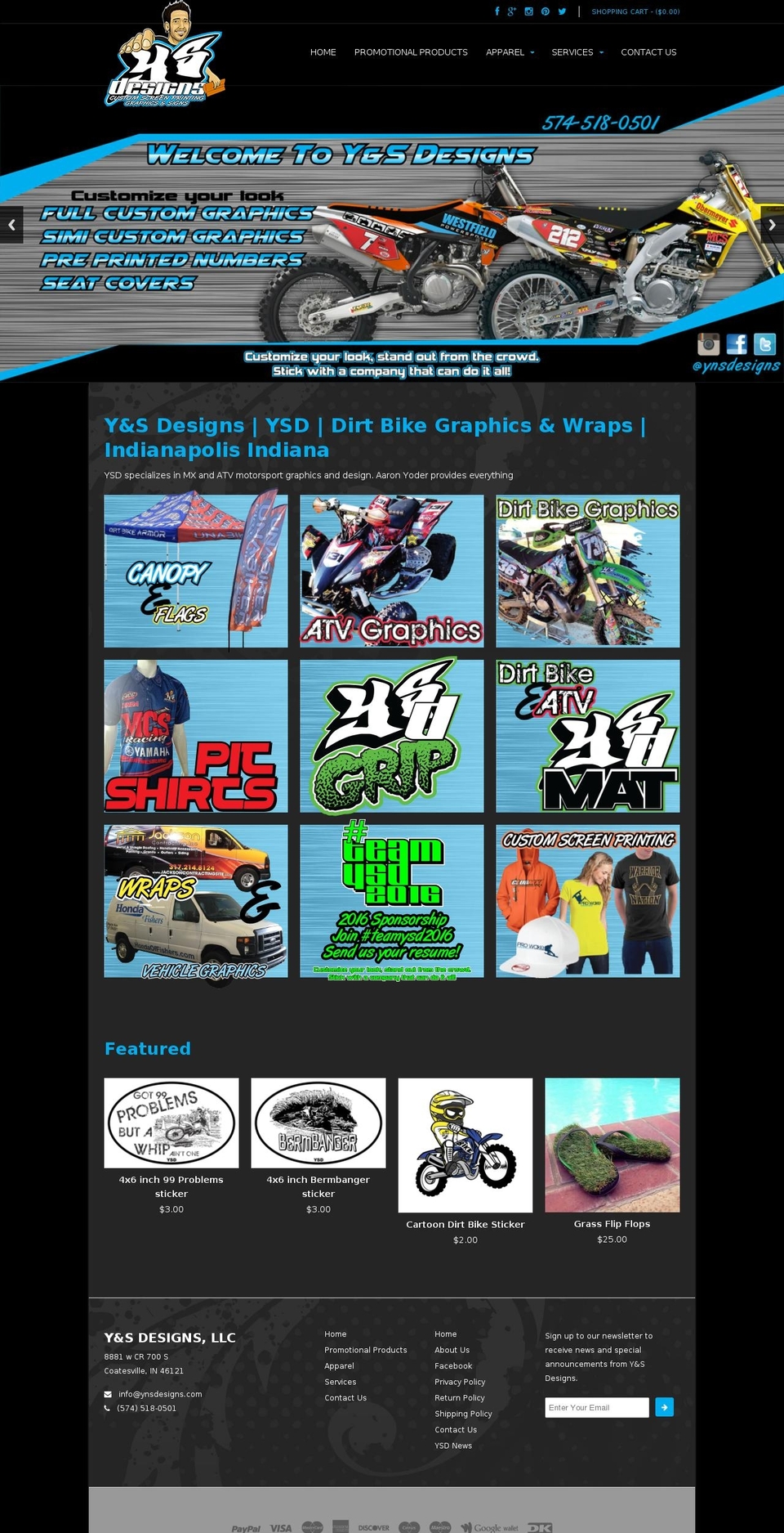ynsdesigns.com shopify website screenshot