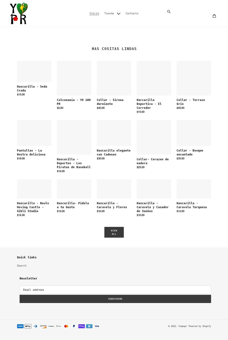 yoamopr.com shopify website screenshot