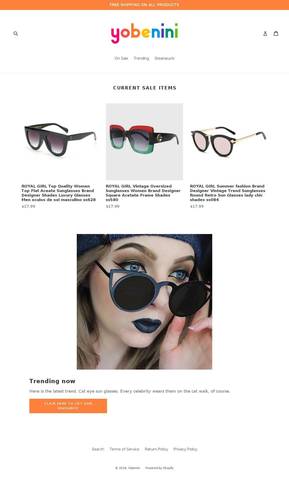 yobenini.com — Shopify storefront screenshot