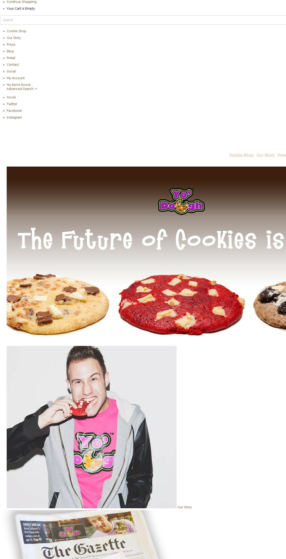 yodoughcookies.ca shopify website screenshot