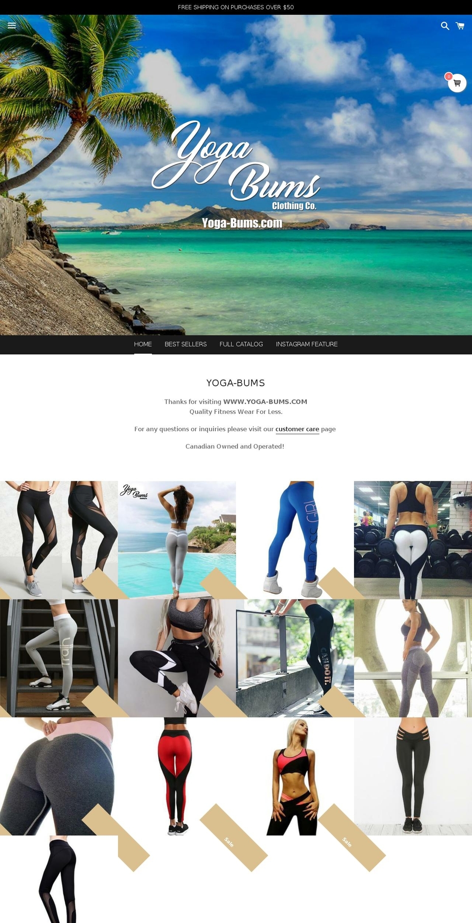 yoga-bums.com — Shopify storefront screenshot