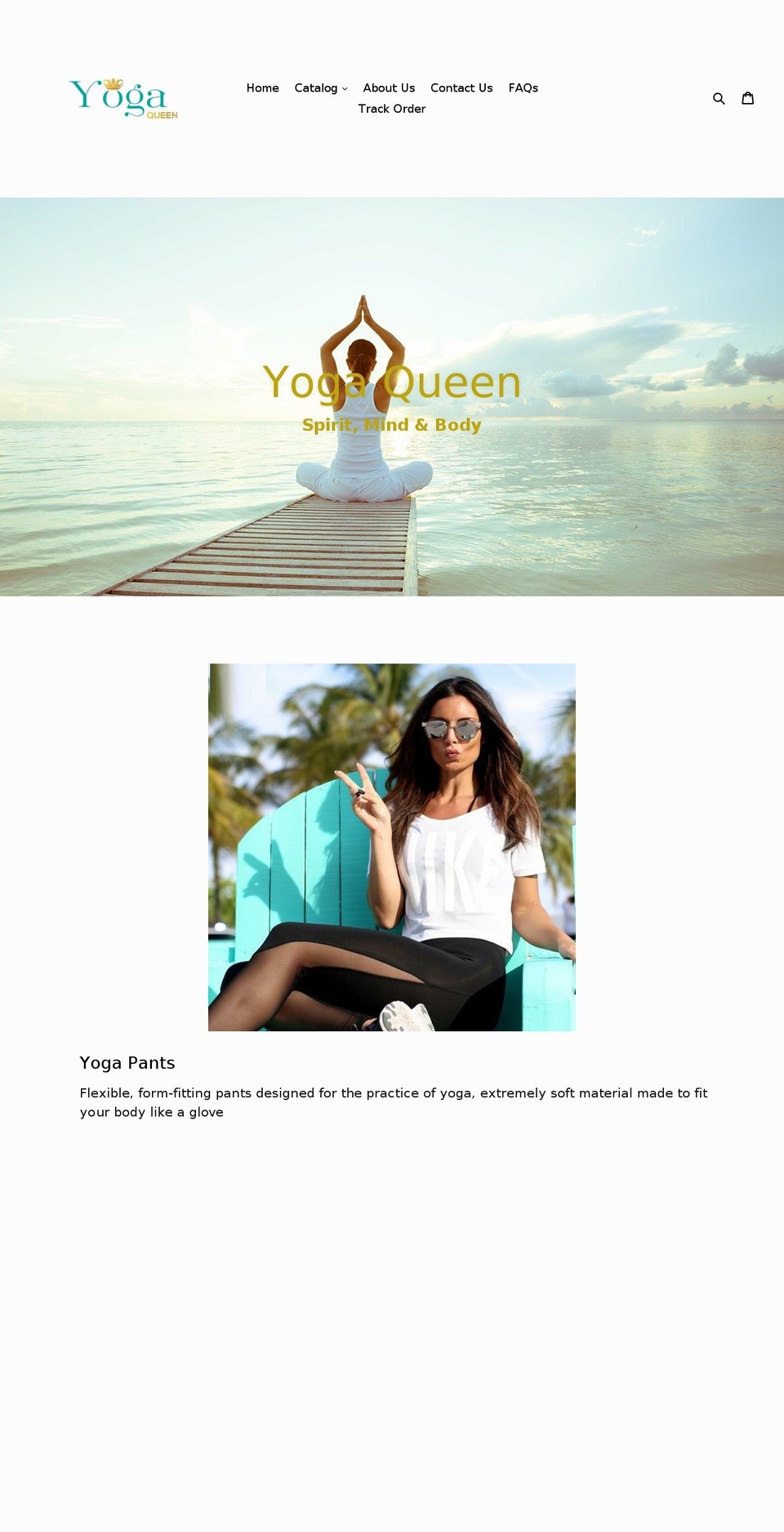 yoga-queen.com shopify website screenshot