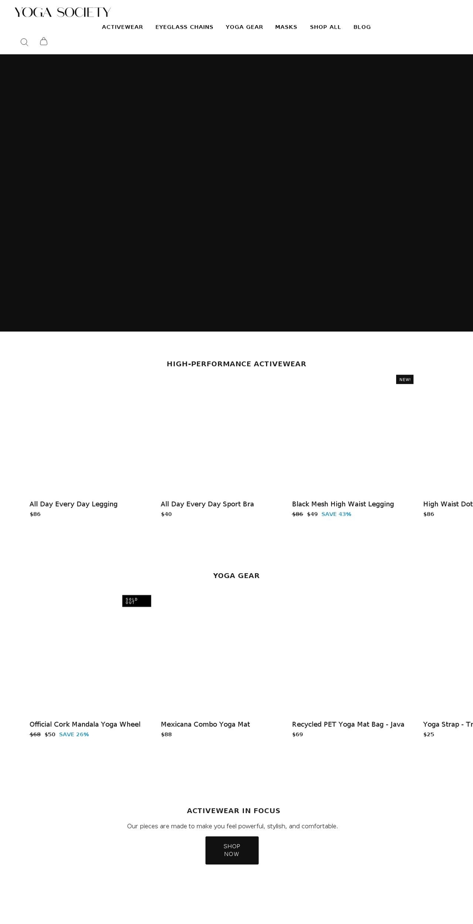 yoga-society.com shopify website screenshot