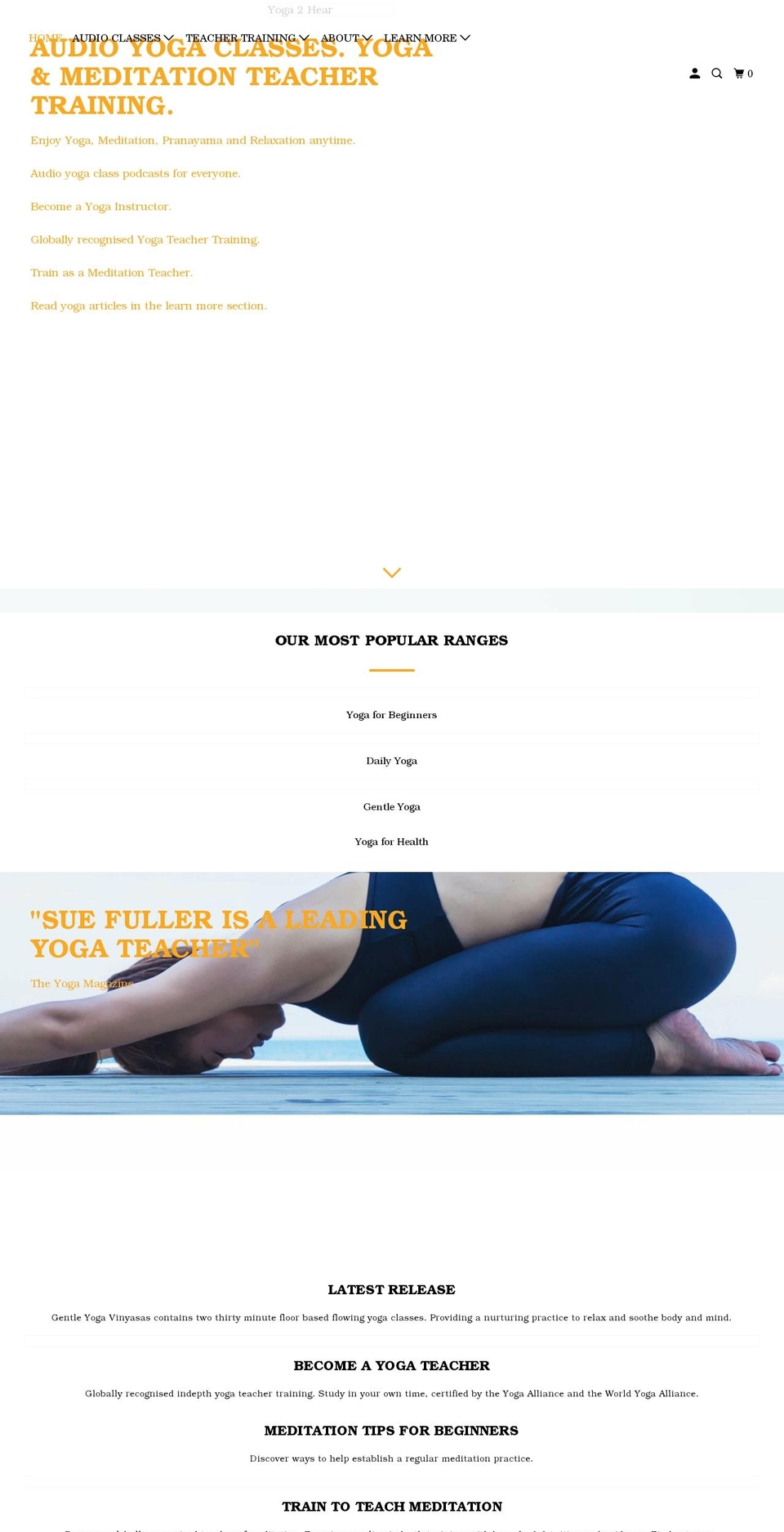 yoga2hear.co.uk shopify website screenshot