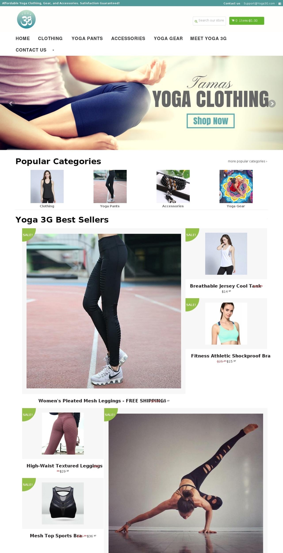 yoga3g.com — Shopify storefront screenshot
