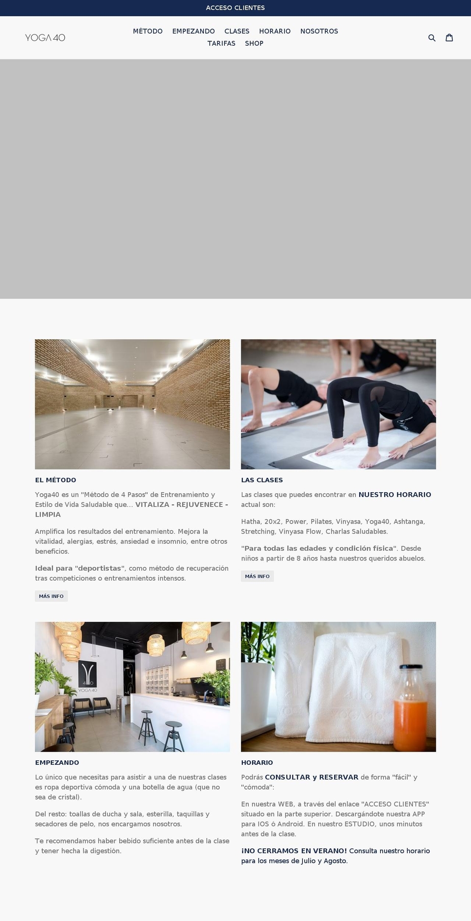 yoga40.es shopify website screenshot