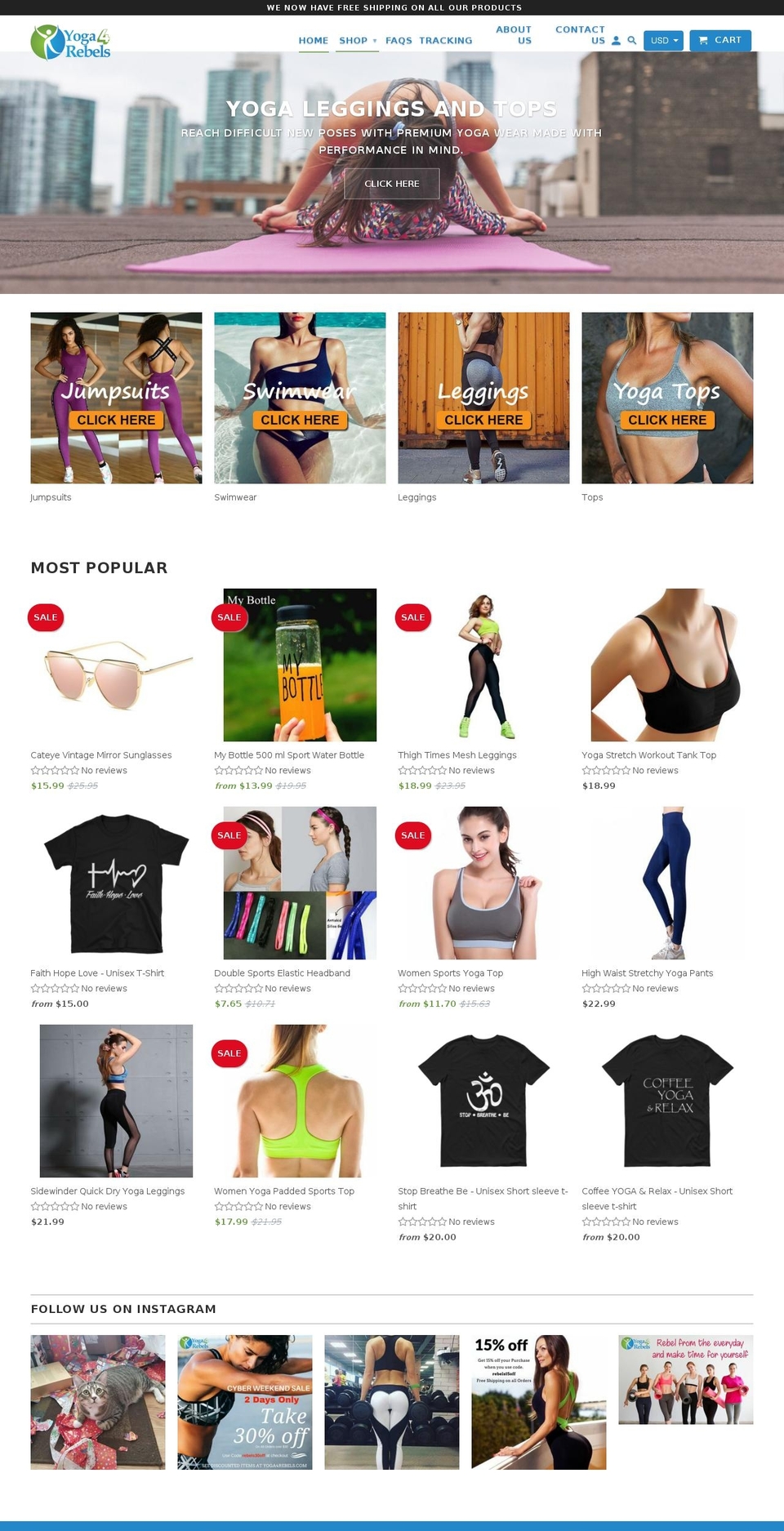 yoga4rebels.com — Shopify storefront screenshot