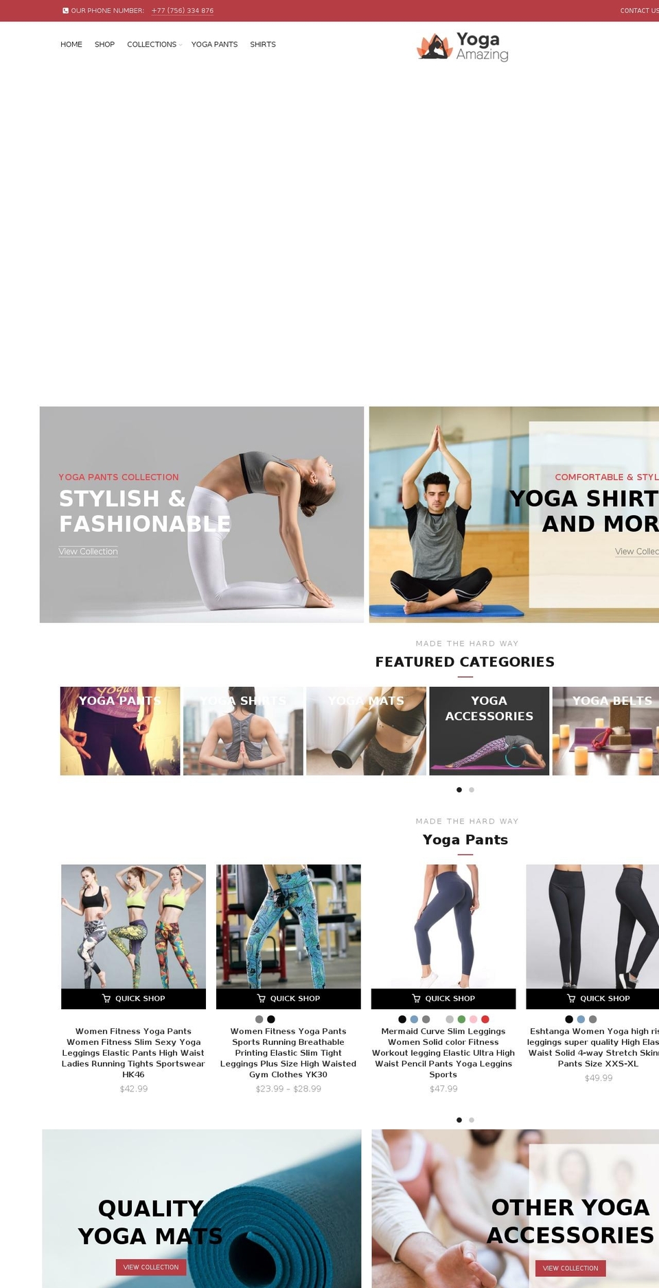 yogaamazing.com — Shopify storefront screenshot