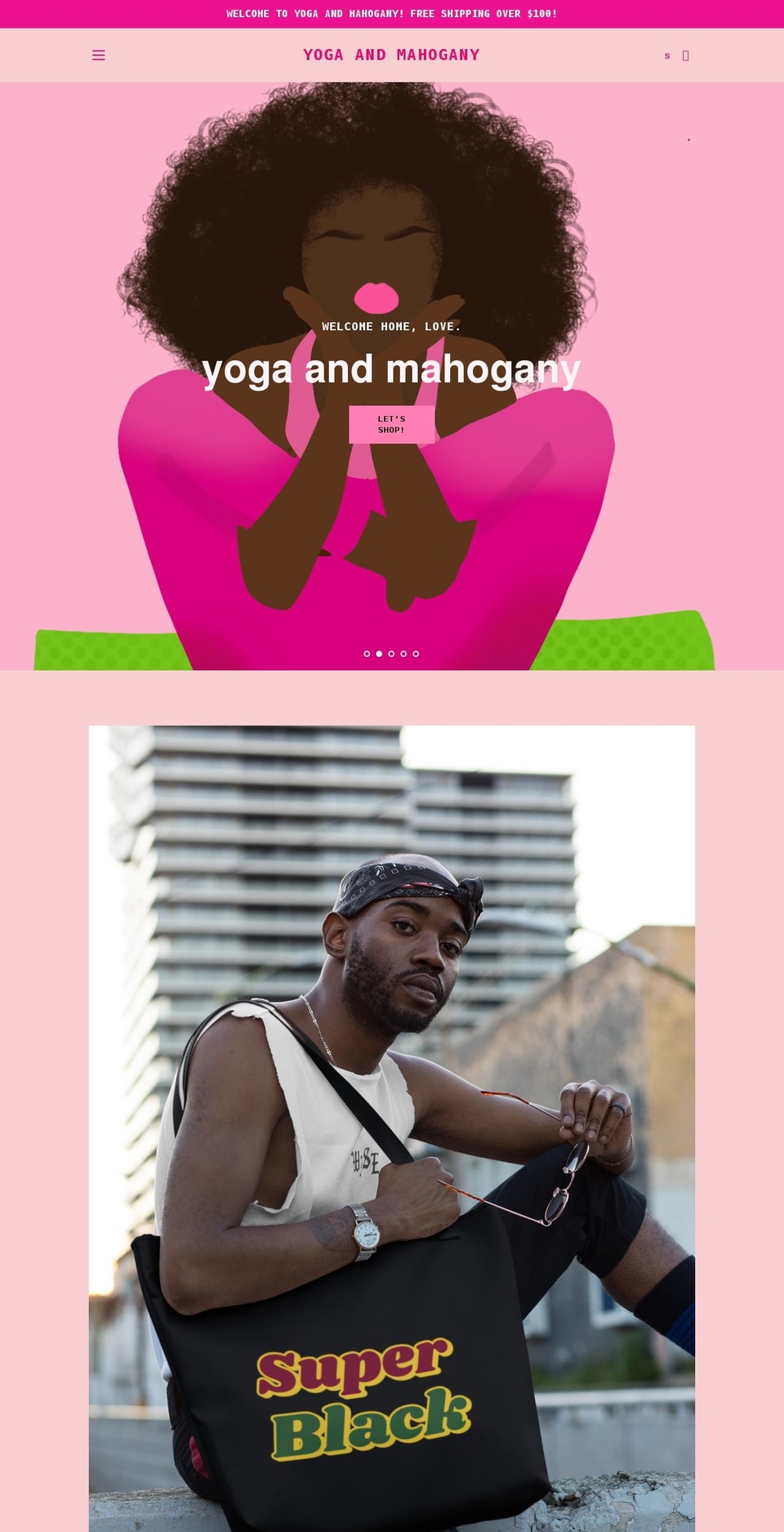 yogaandmahogany.com shopify website screenshot