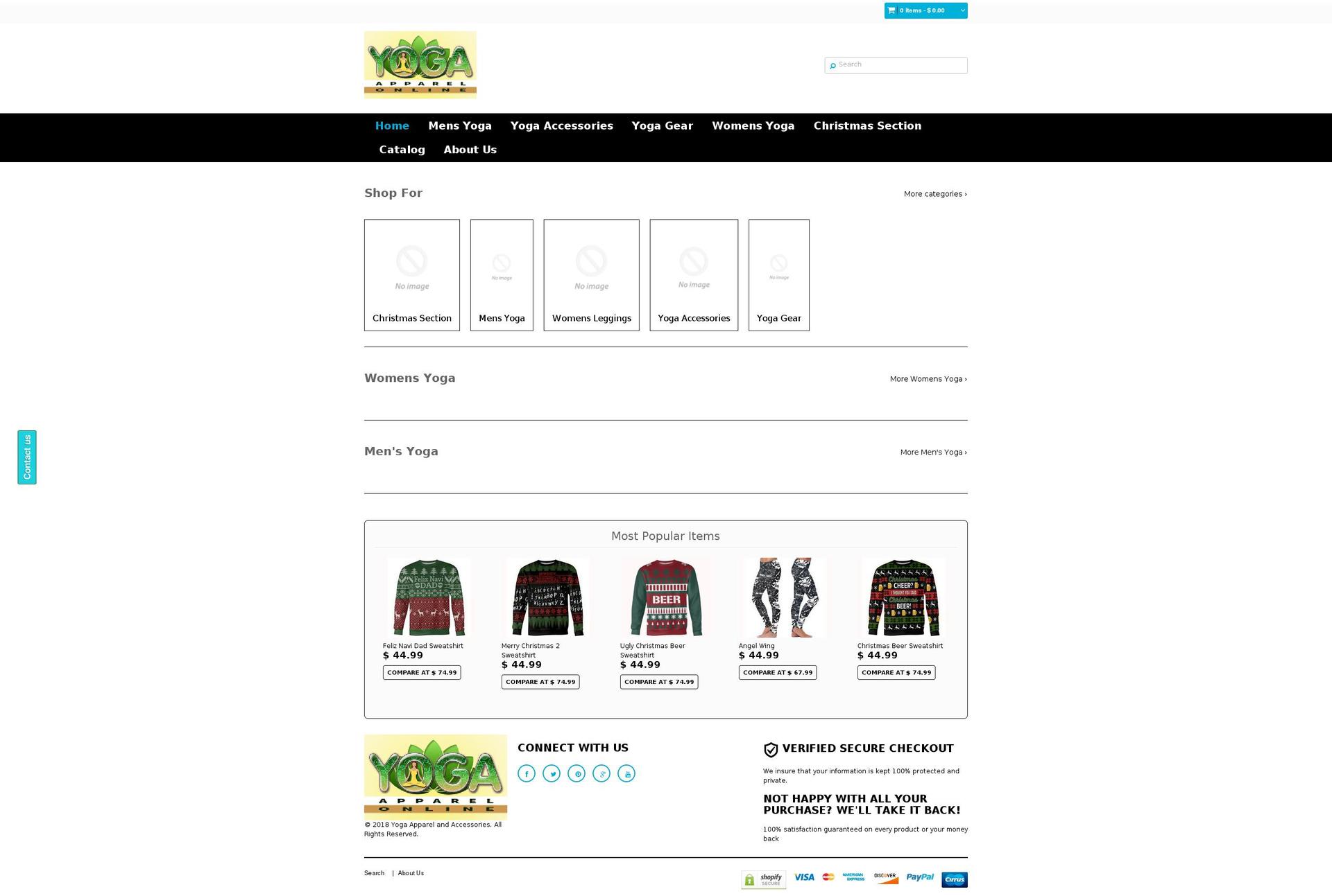 yogaapparel.online shopify website screenshot