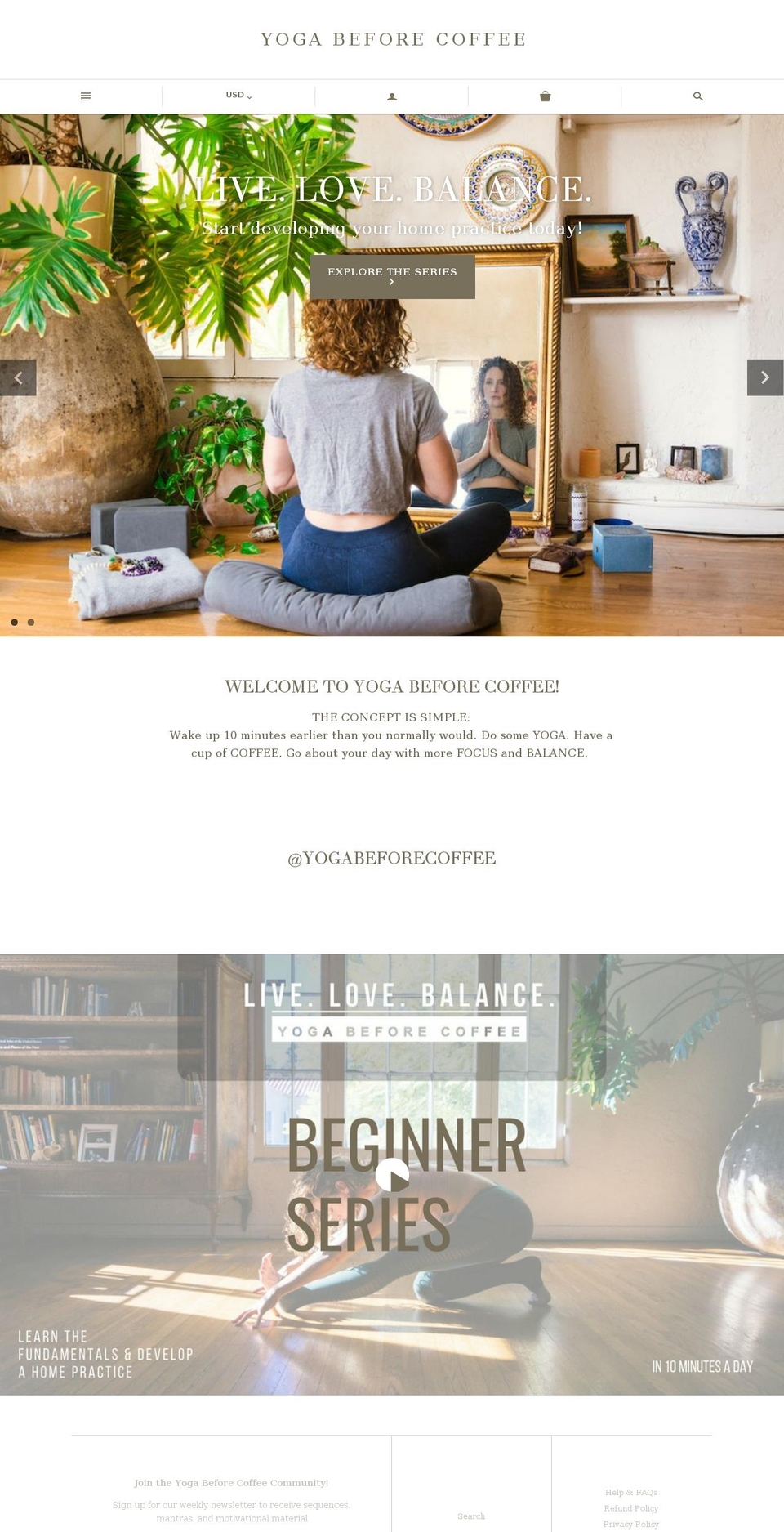 Copy of Atlantic Shopify theme site example yogabeforecoffee.com