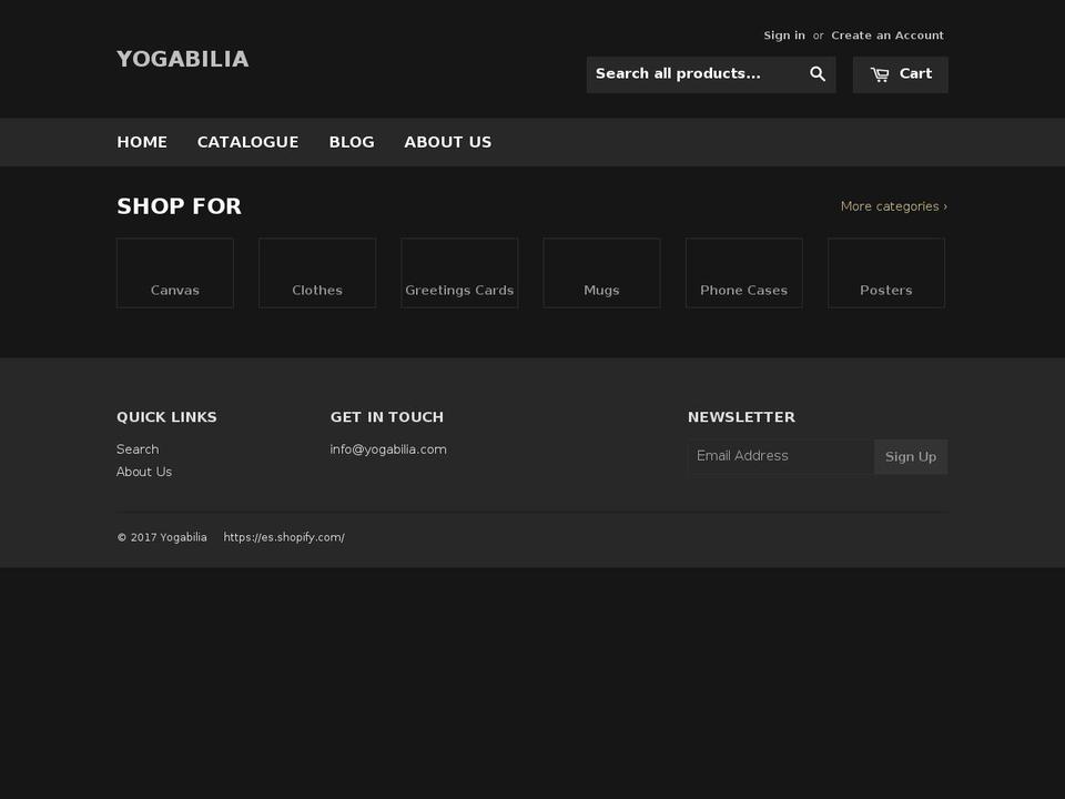 yogabilia.com shopify website screenshot