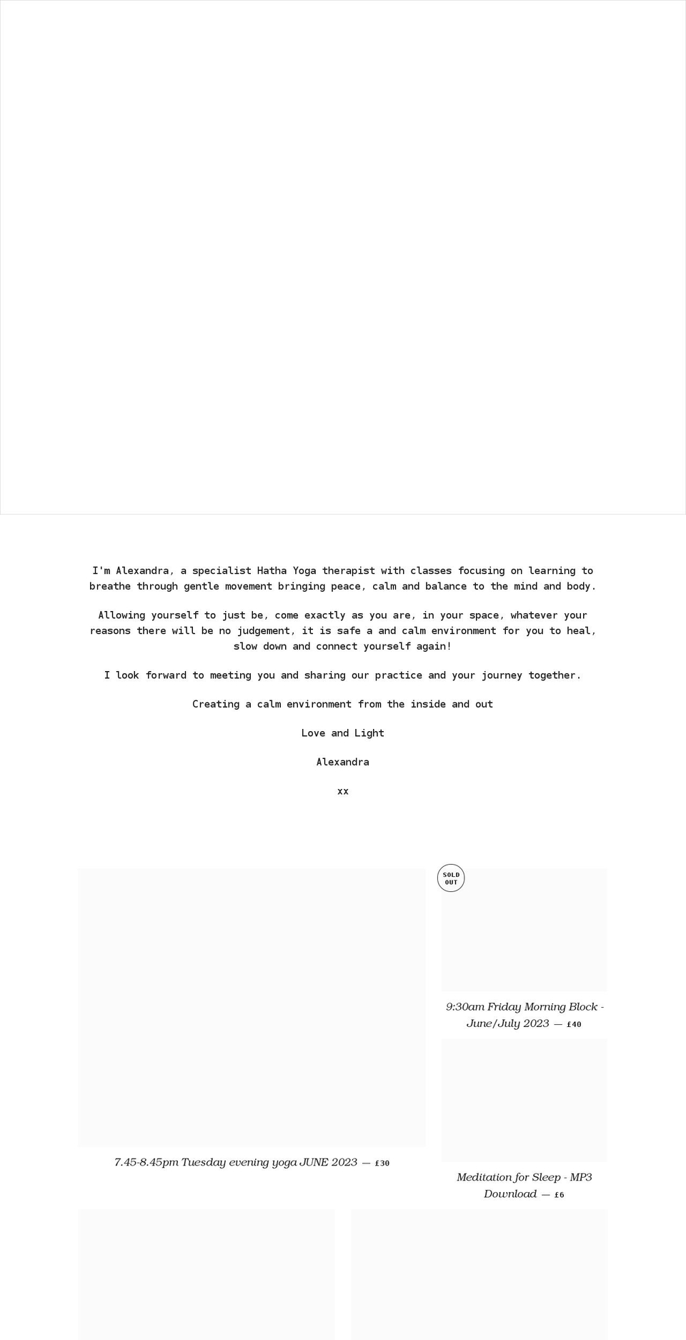 yogabyalexandra.co.uk shopify website screenshot