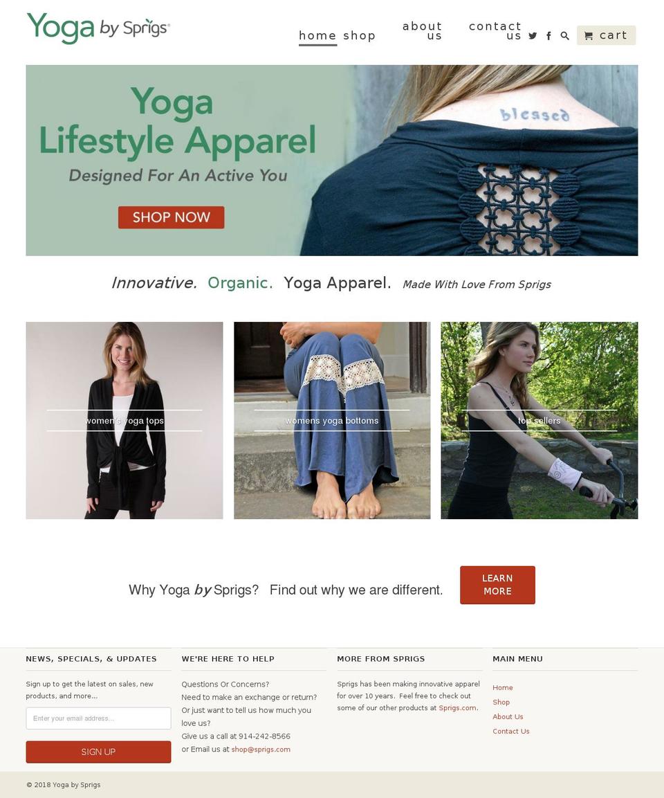 yogabysprigs.com shopify website screenshot