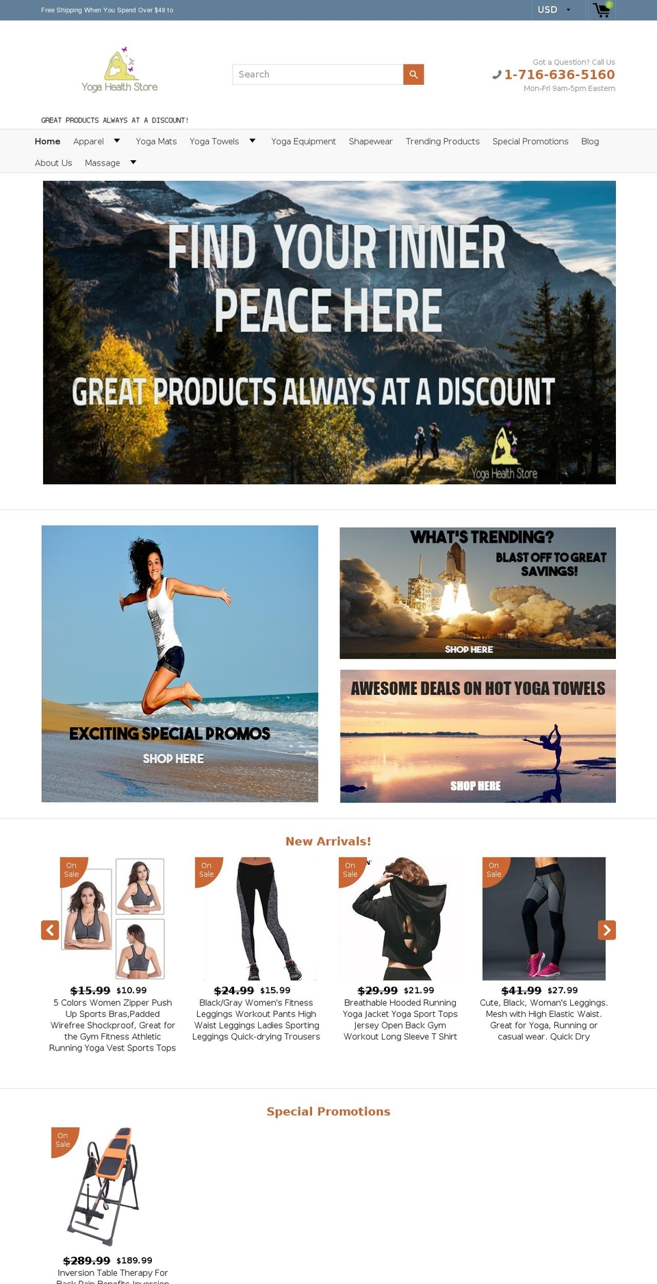 yogahealthstore.com — Shopify storefront screenshot