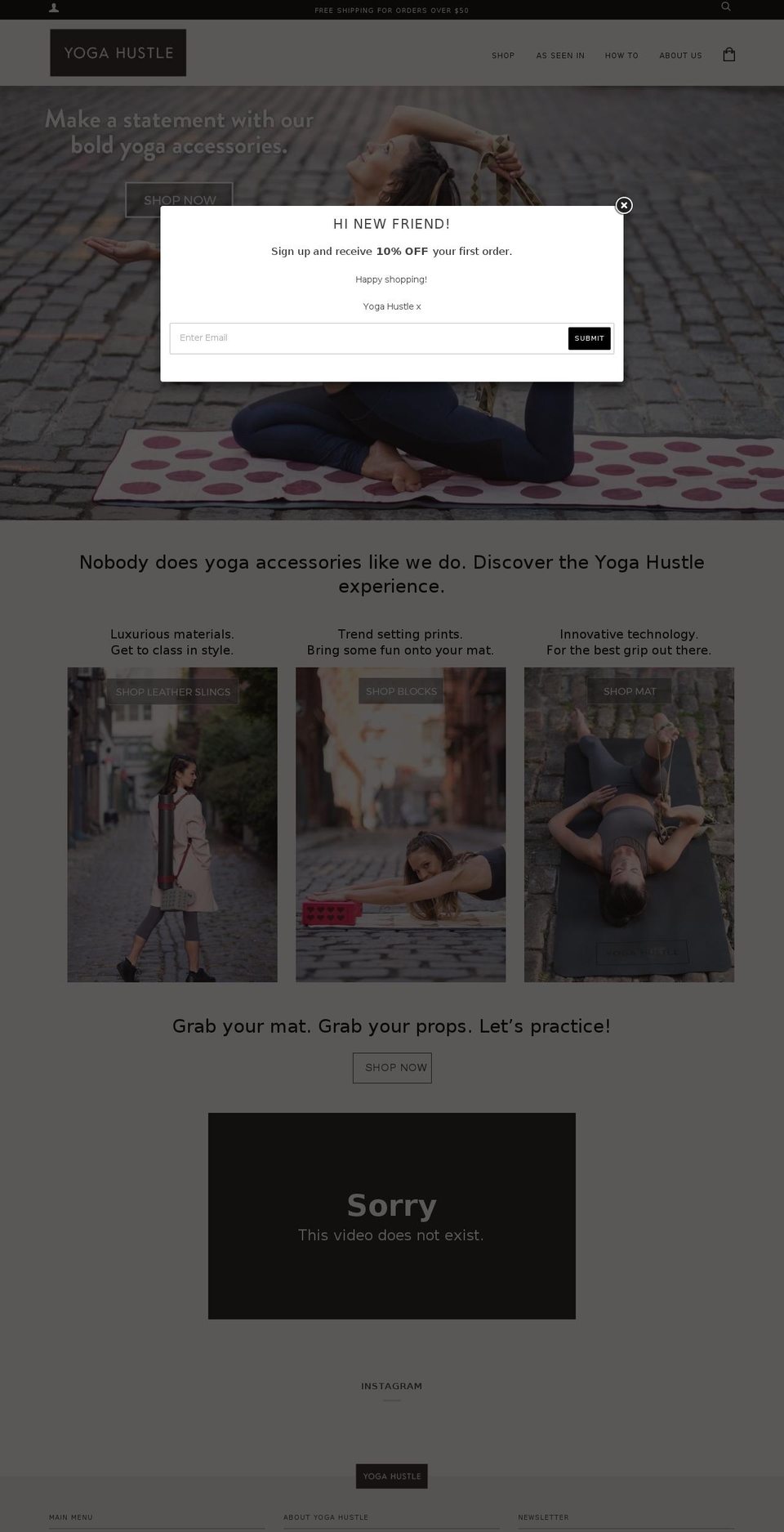 yogahustle.com — Shopify storefront screenshot