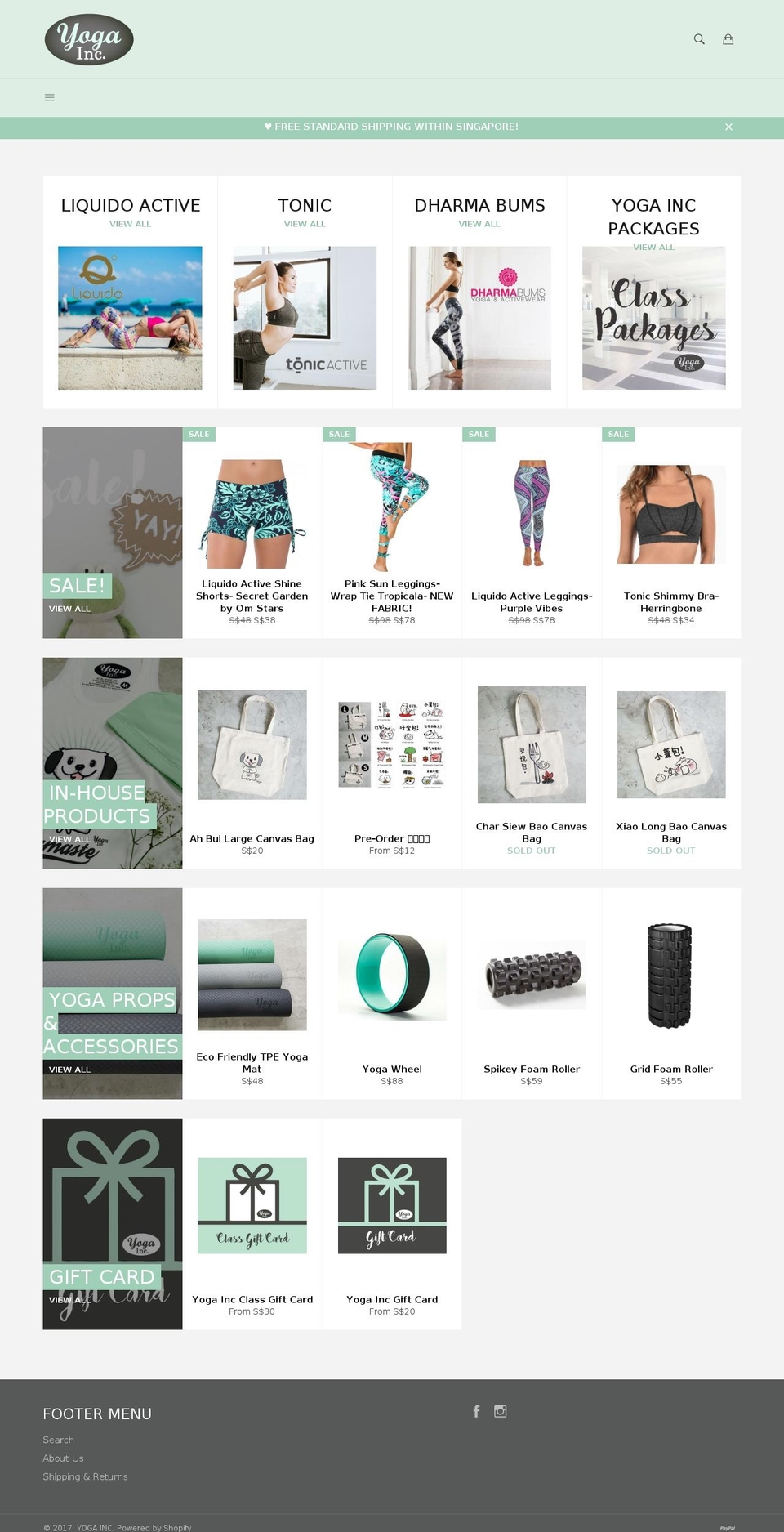 yogaincshop.com shopify website screenshot