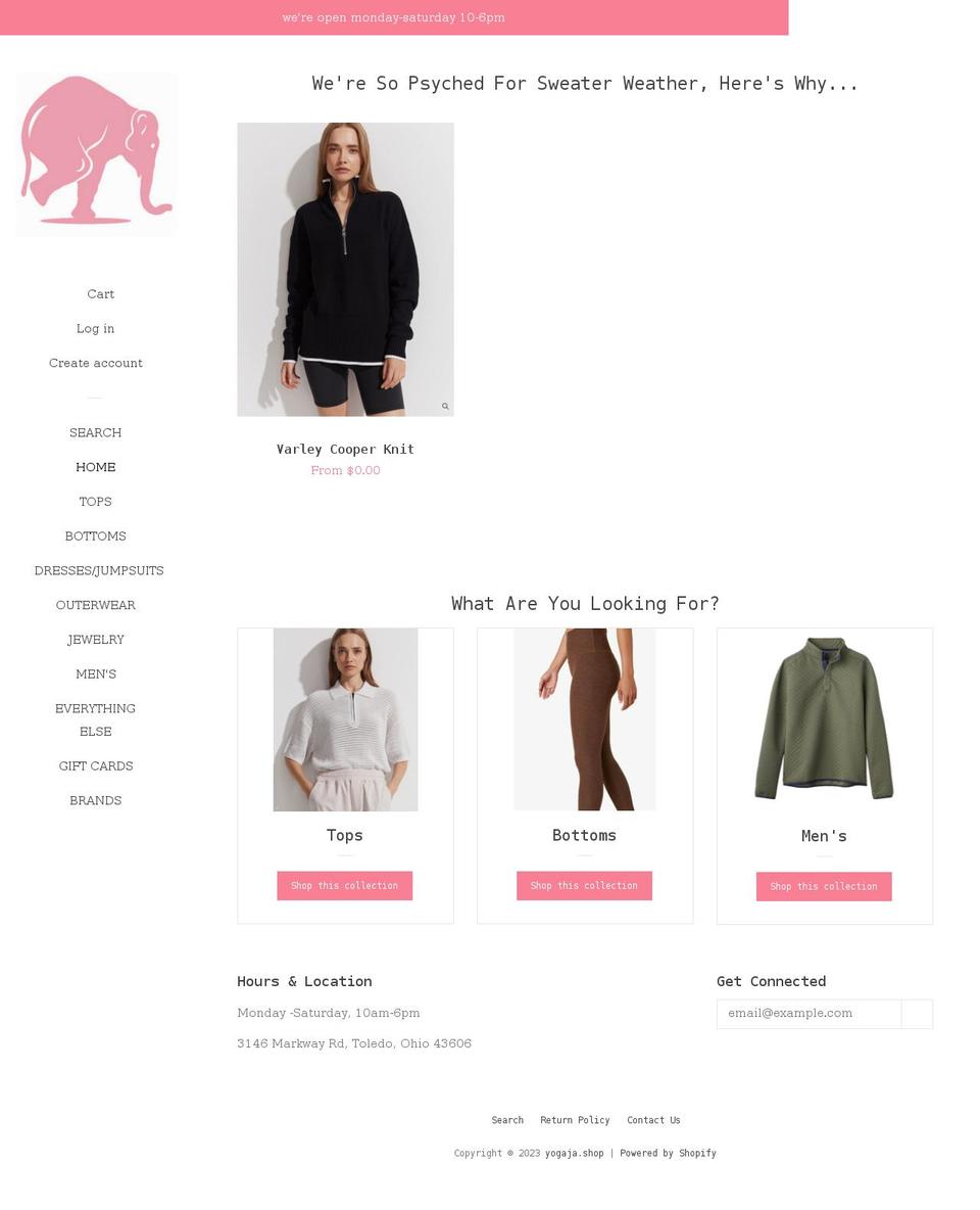 yogaja.shop shopify website screenshot