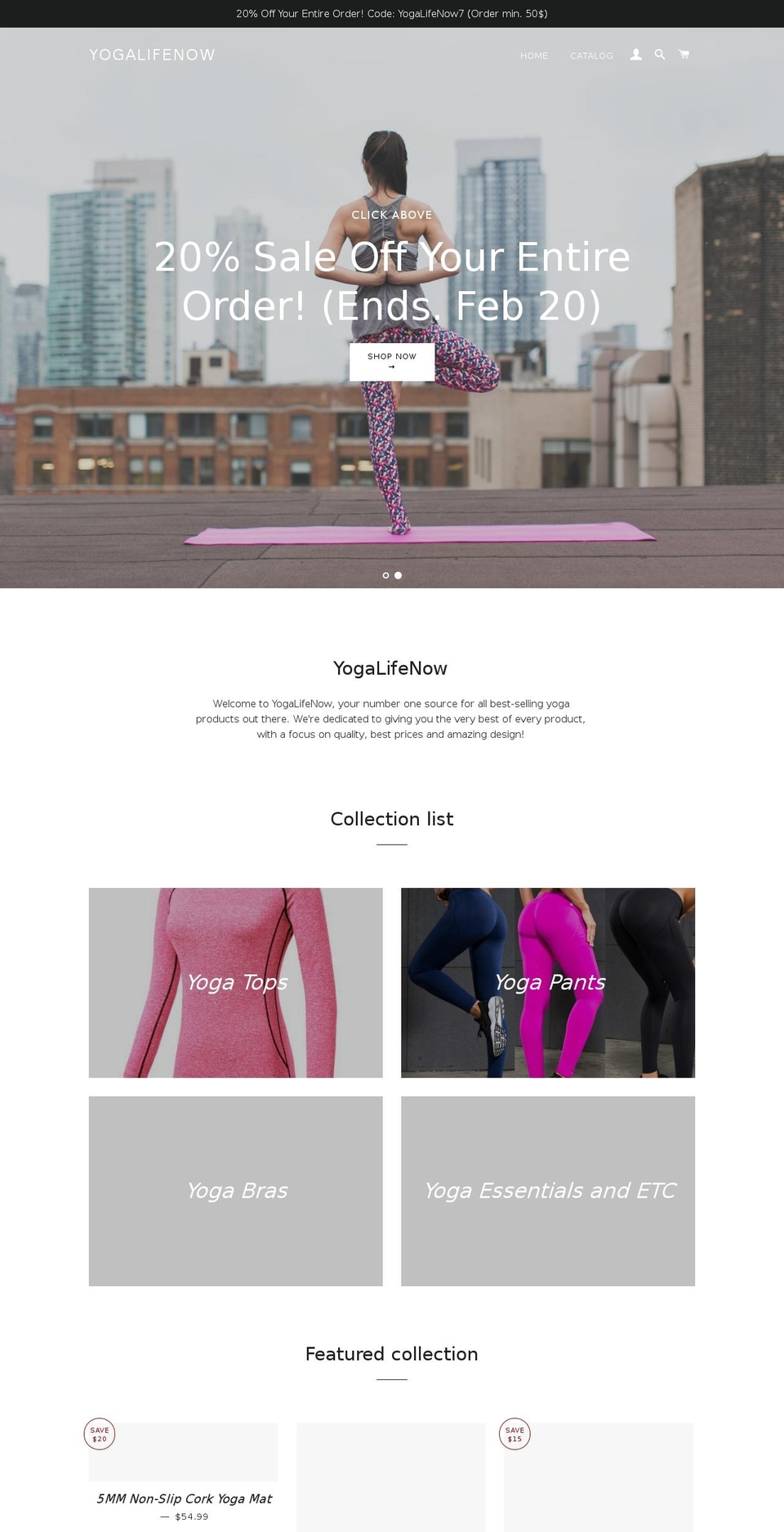 yogalifenow.com — Shopify storefront screenshot