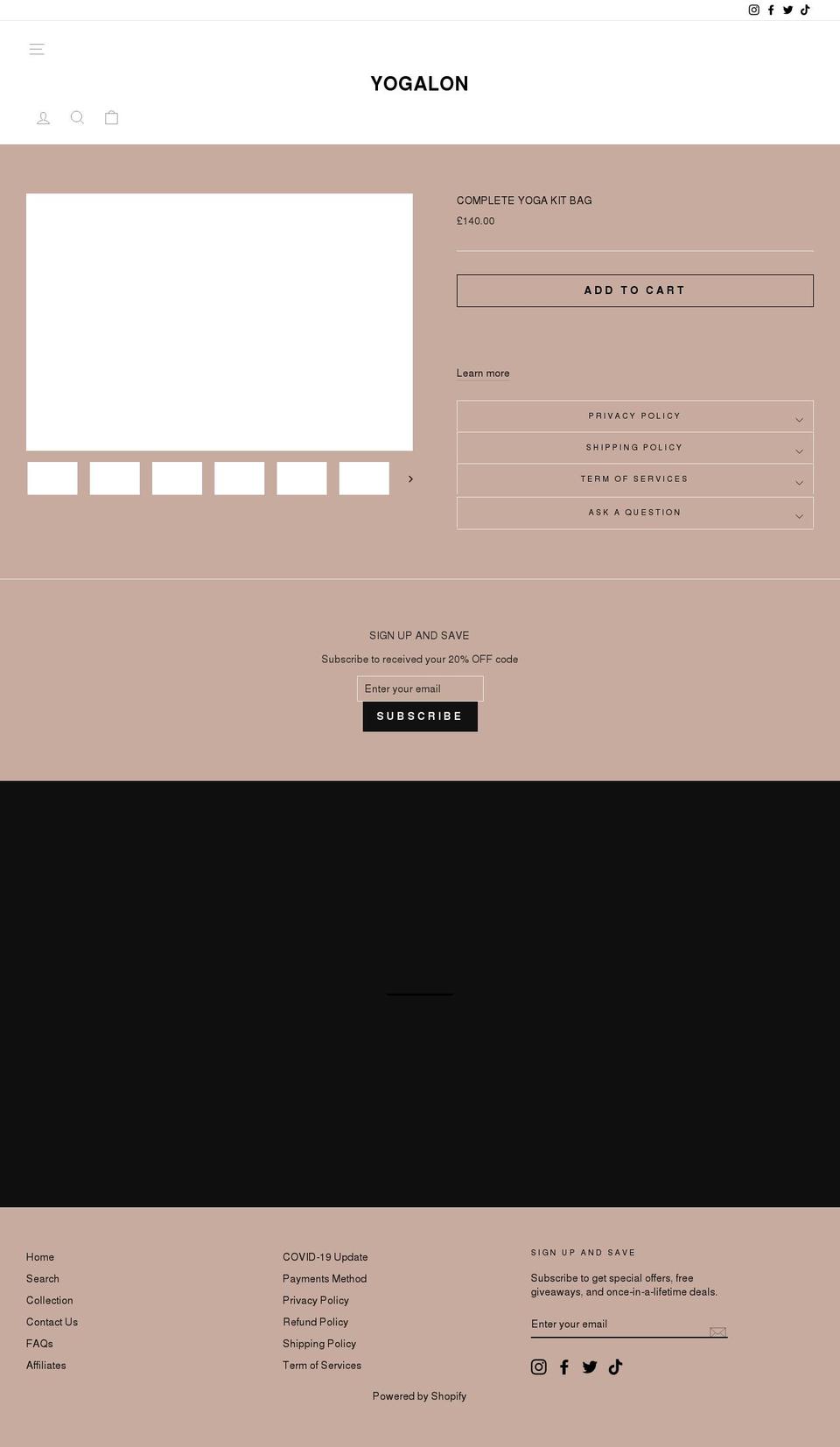 yogalon.co.uk shopify website screenshot