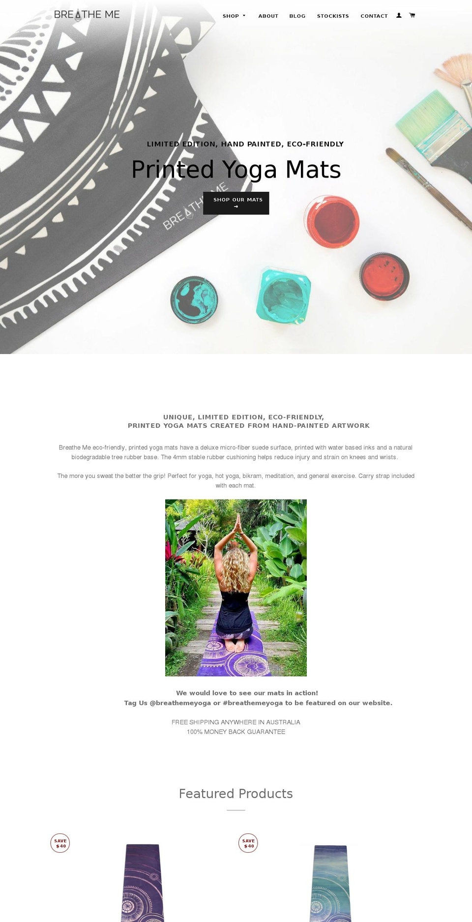 yogamats.com.au shopify website screenshot