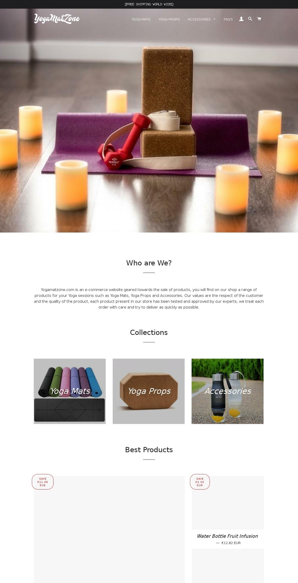 yogamatzone.com — Shopify storefront screenshot