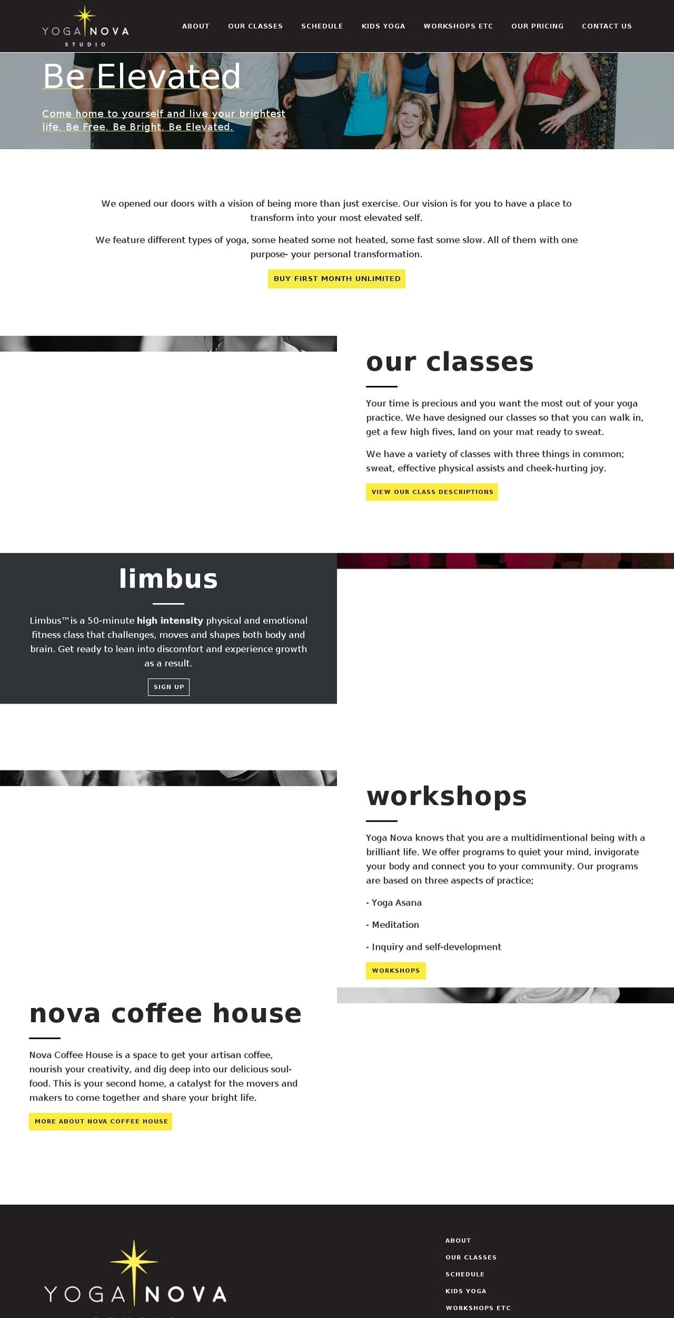 yoganovastudios.com shopify website screenshot