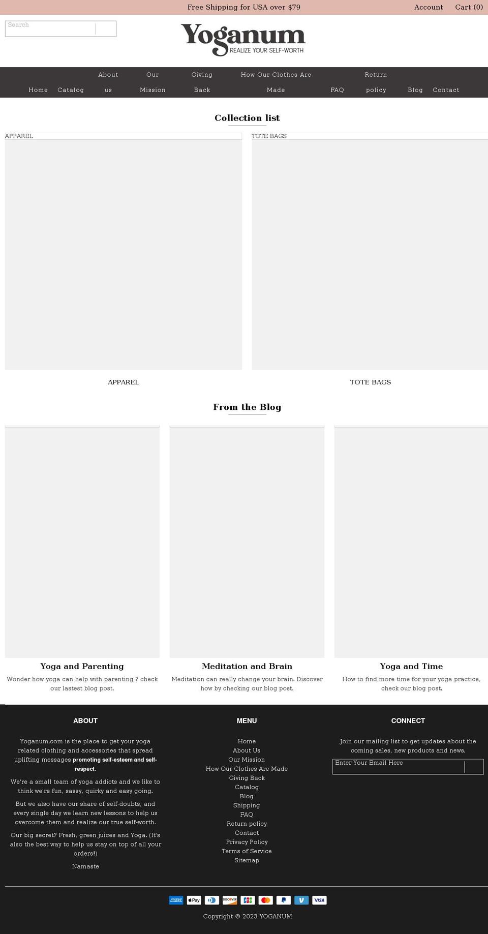 yoganum.com shopify website screenshot