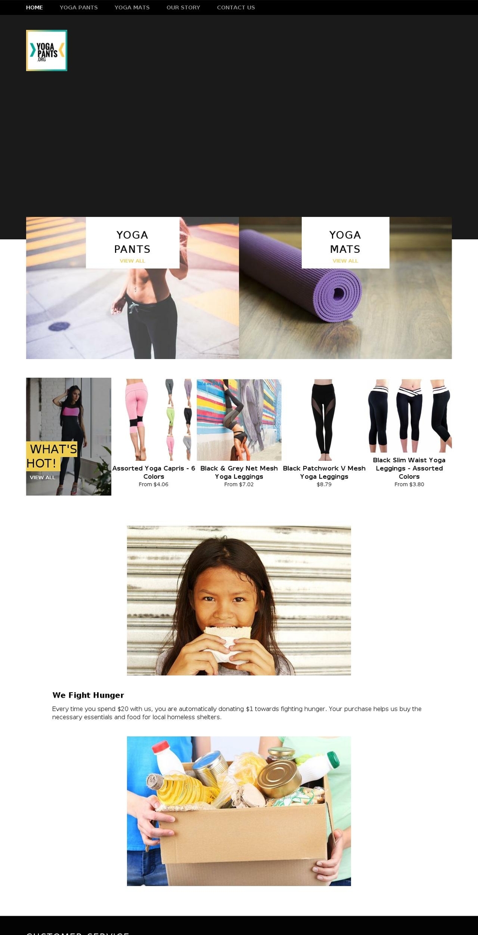 yogapants.org shopify website screenshot